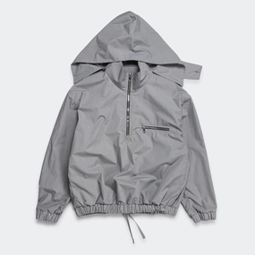 Glove Compatible Cuffs Popeline Waxed Windbreaker - Inox