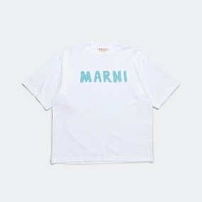 Laser Cut Edges Essential Top Crayon Logo T-Shirt - White
