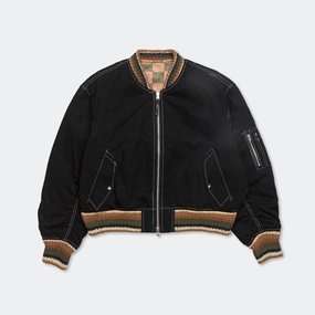 Daily Wear Jacket Seed Bomber - Hand Block Black Wonky-Wear