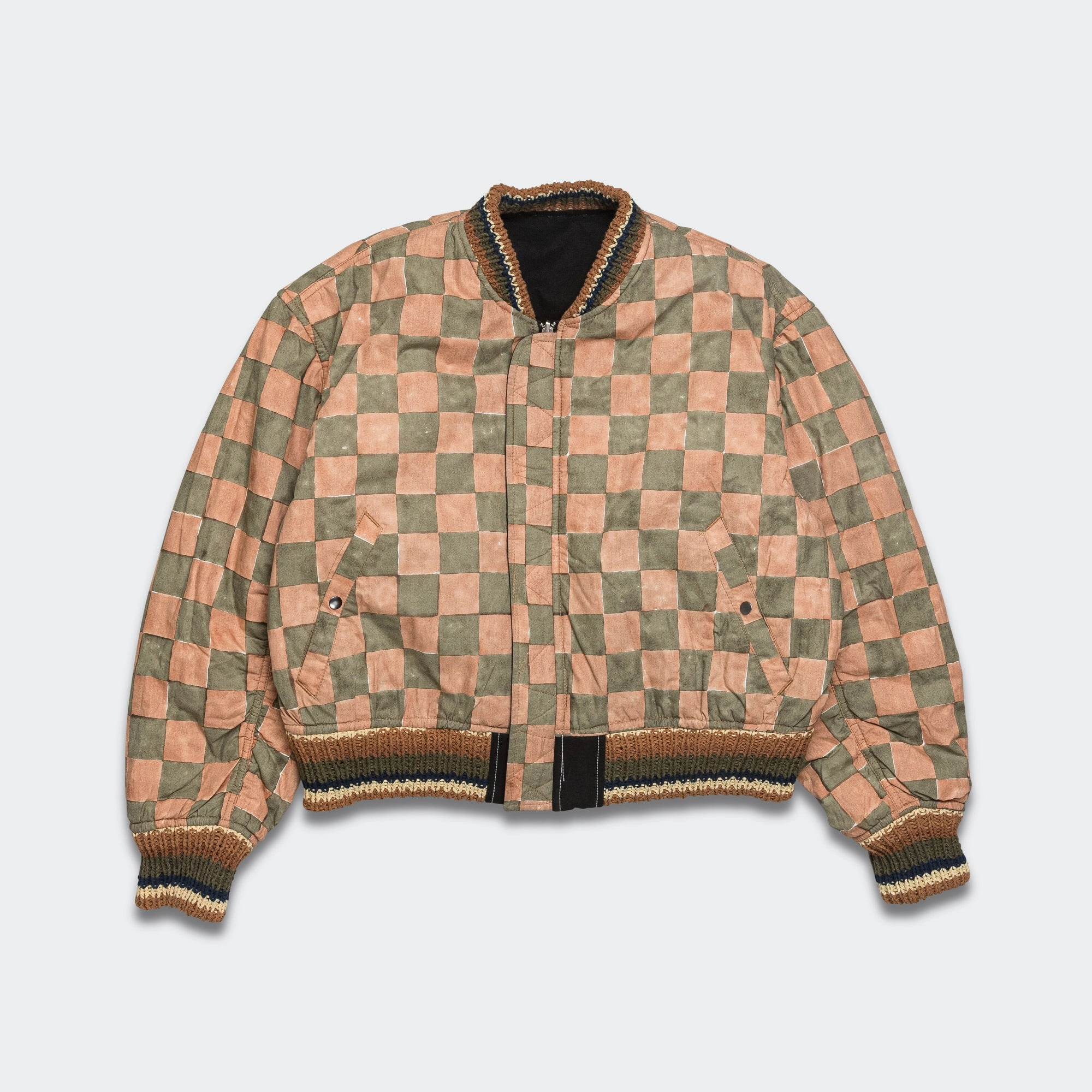 Relaxed City Style Stretch Cloth Seed Bomber - Hand Block Black Wonky-Wear