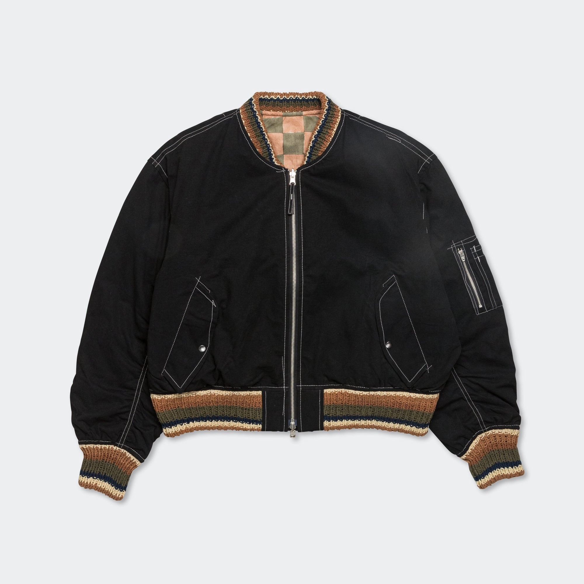 Daily Wear Jacket Seed Bomber - Hand Block Black Wonky-Wear