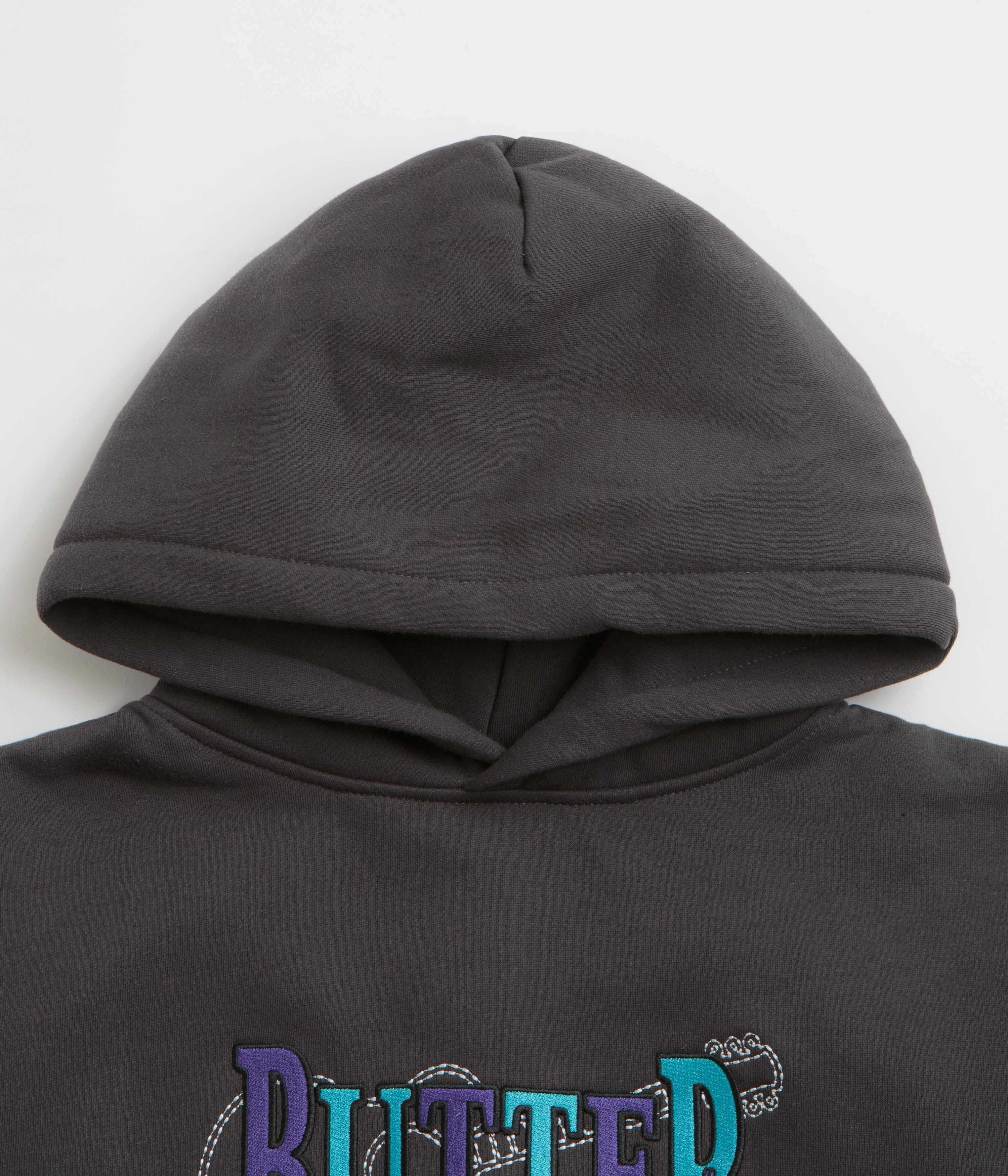 Butter Goods Arrangement Hoodie - Washed Black Poly Cotton Blend