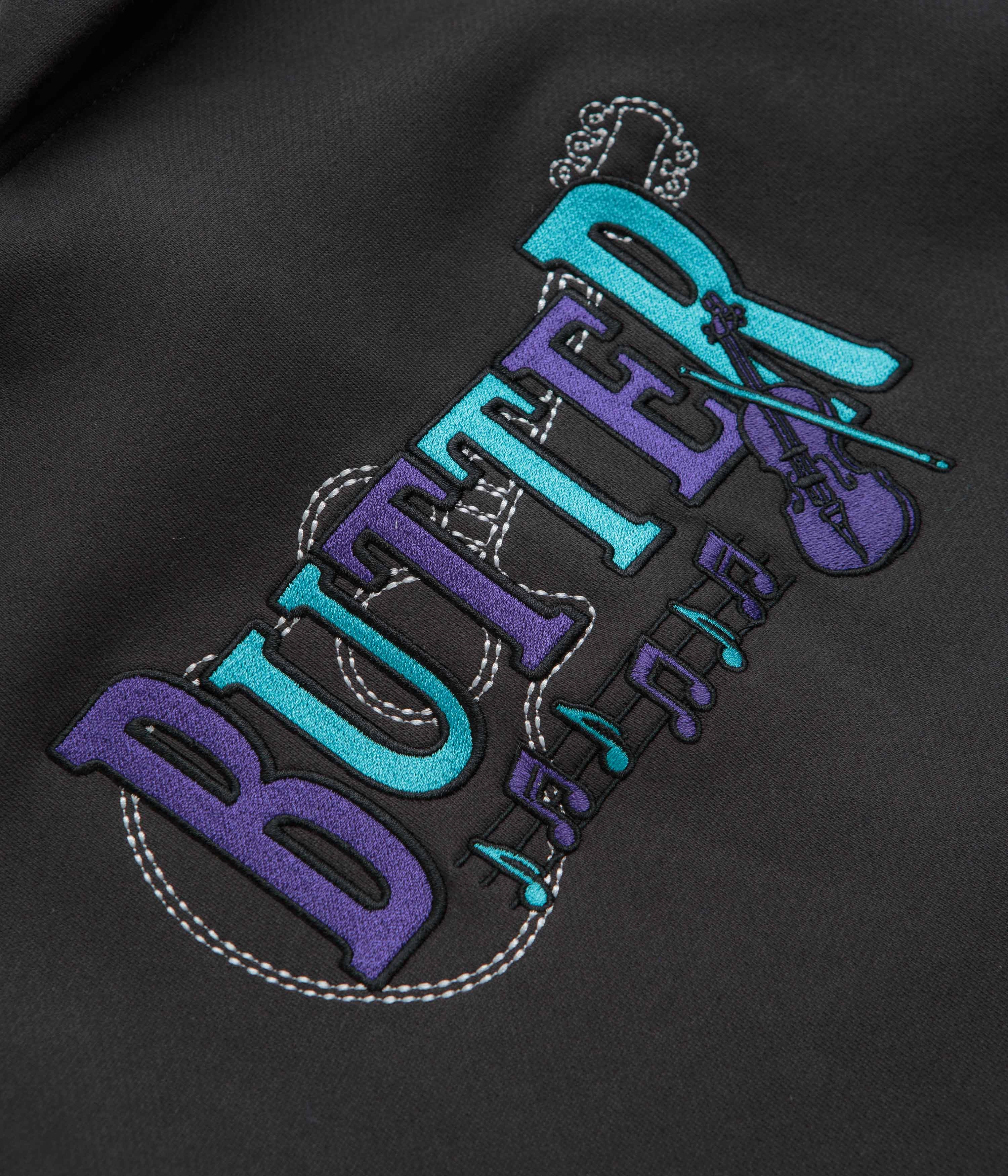 Butter Goods Arrangement Hoodie - Washed Black Adjustable Cuffs Global fashion