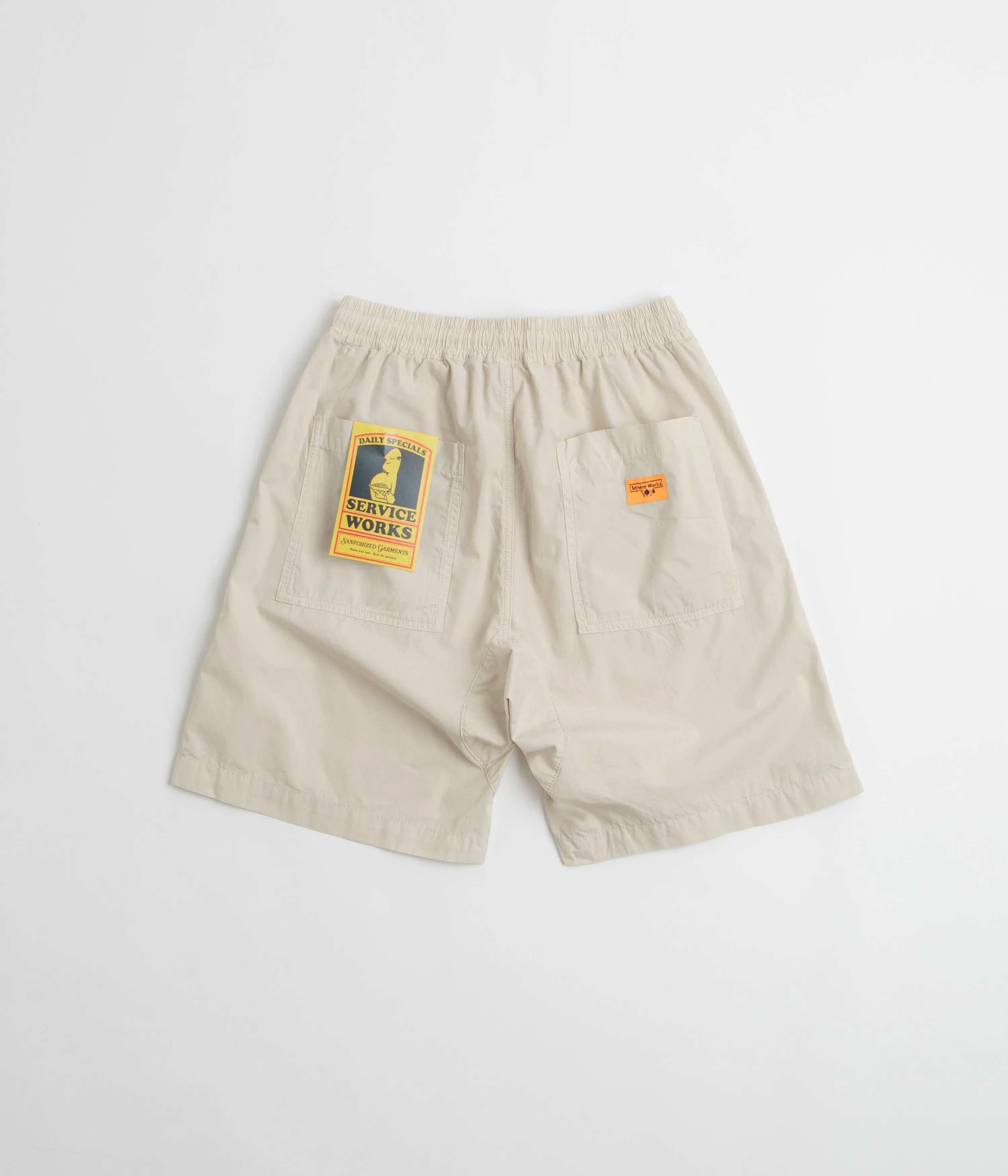 Service Works Poplin Chef Shorts - White Oak Versatile Fit