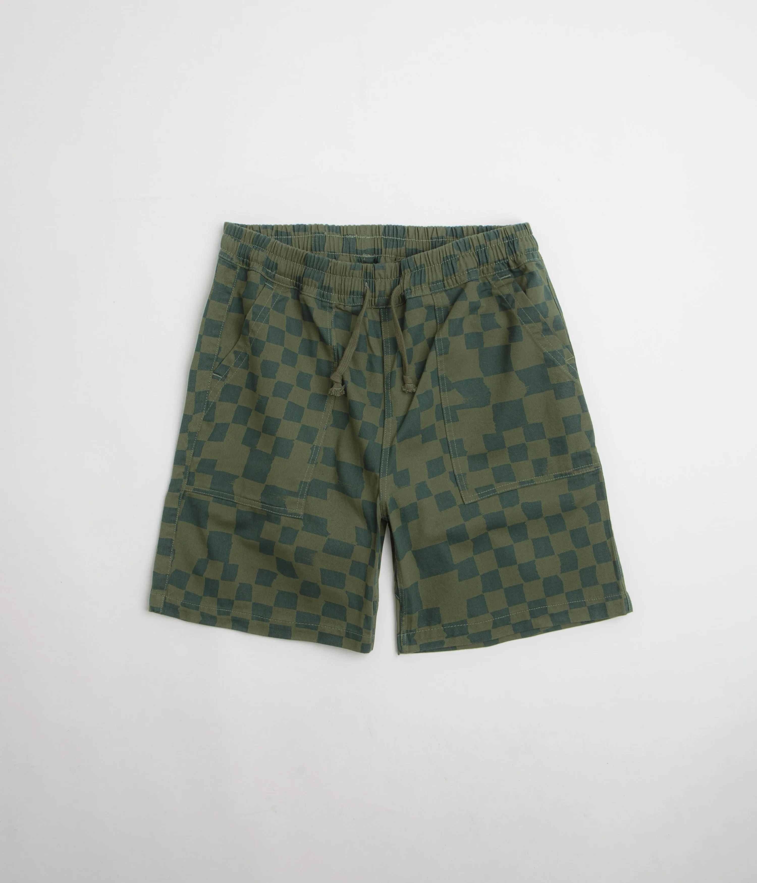 Wedding Gift Stylish Shorts Service Works Printed Chef Shorts - Olive Checker