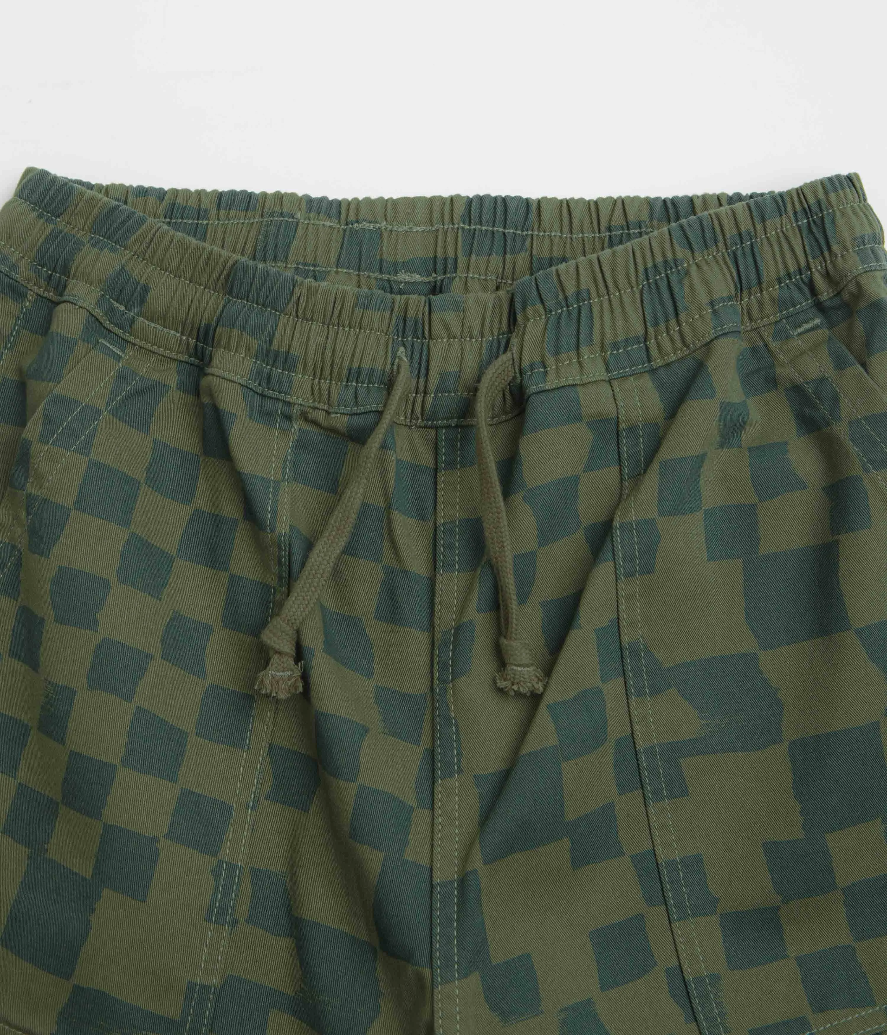 Service Works Printed Chef Shorts - Olive Checker Quick Absorption