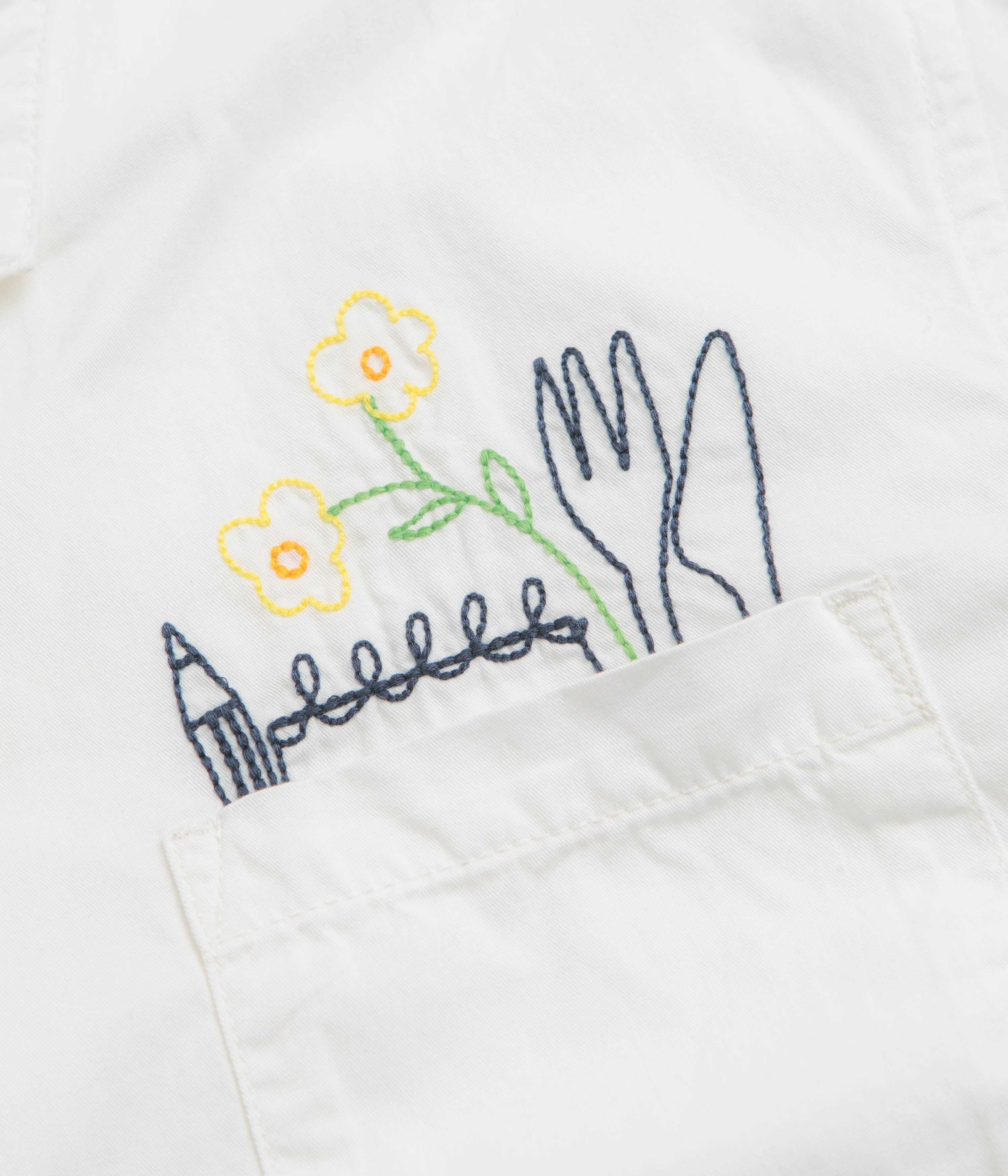 High Neck Service Works Light Twill Necessities Short Sleeve Shirt - Off White