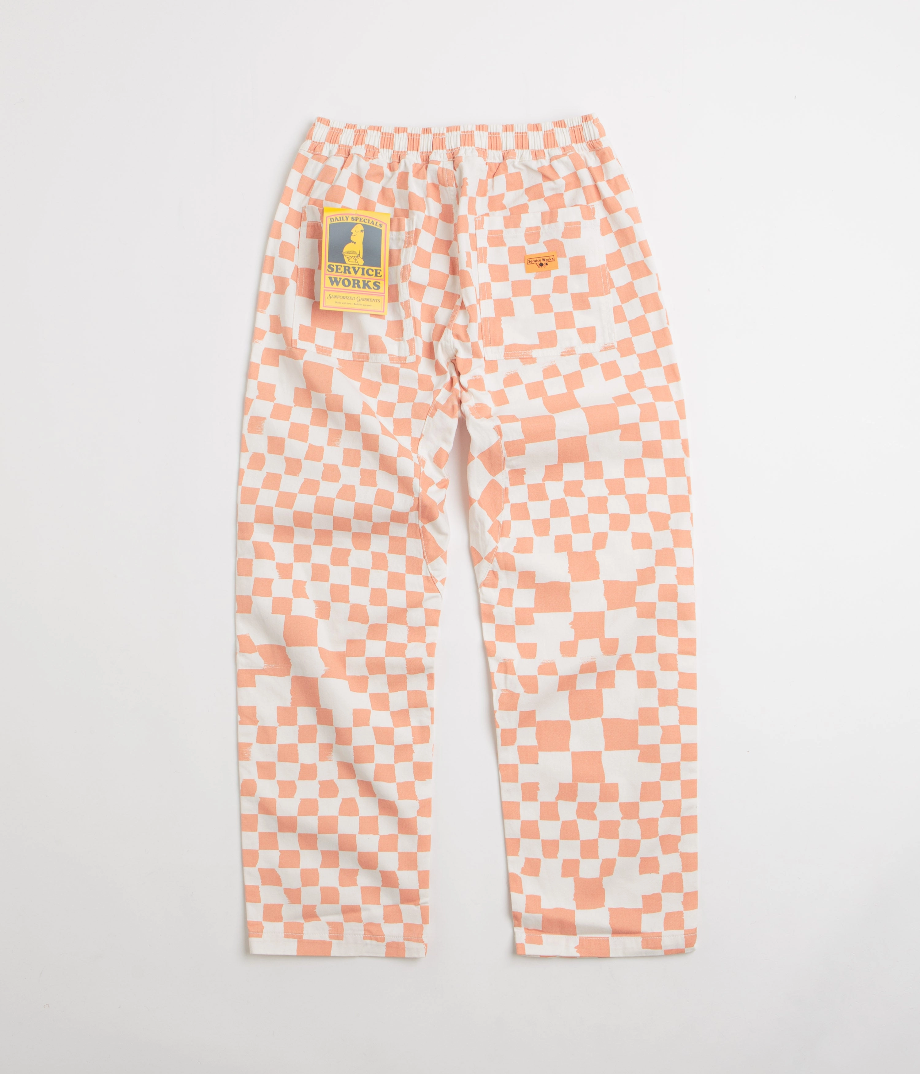 Service Works Printed Chef Pants - Salmon Checker Snag Resistant Fabric Perfectly Relaxed