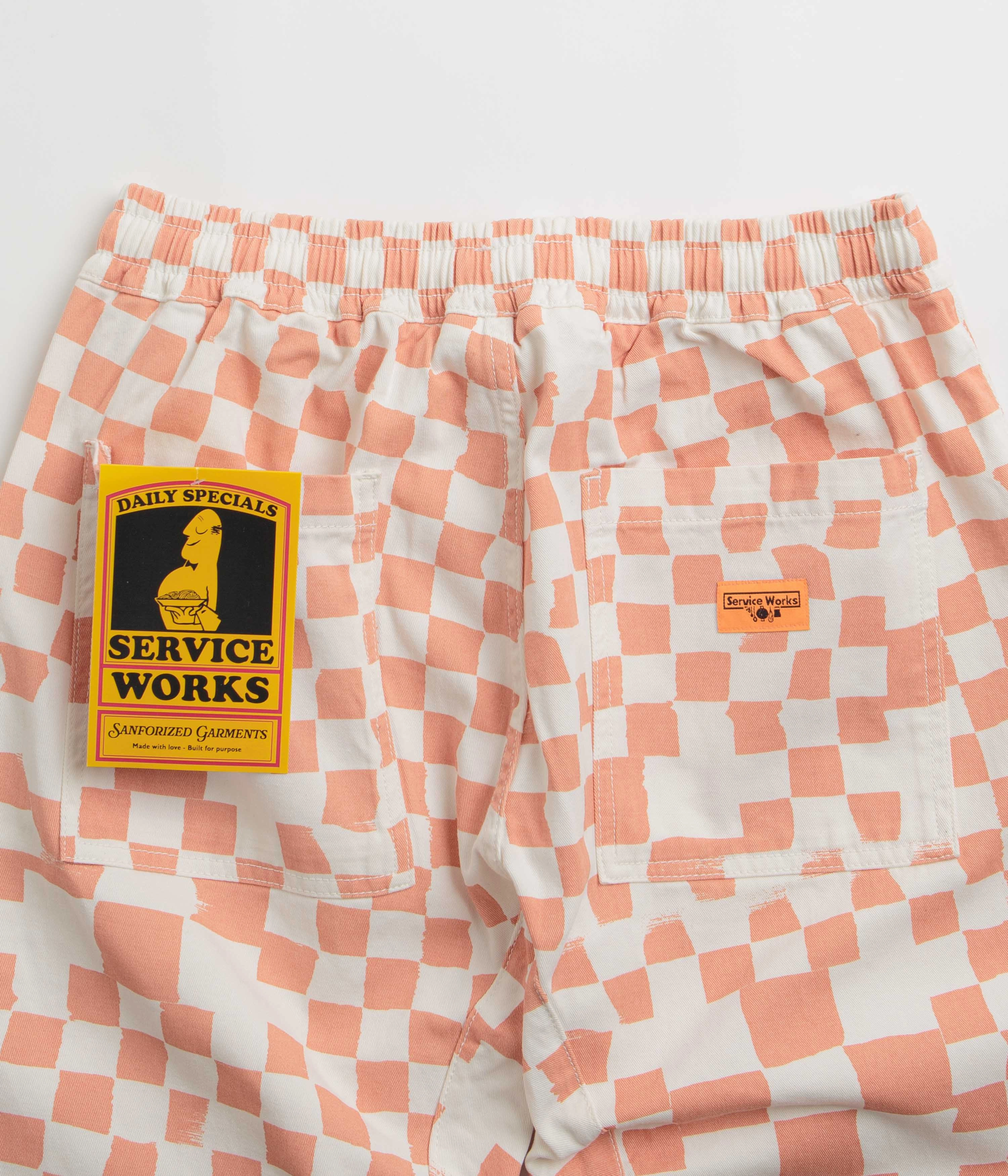 Tapered Look Service Works Printed Chef Pants - Salmon Checker