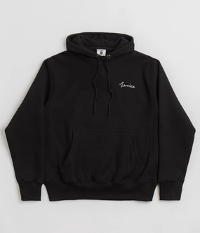 Service Works Script Logo Hoodie - Black Non Fade Technology