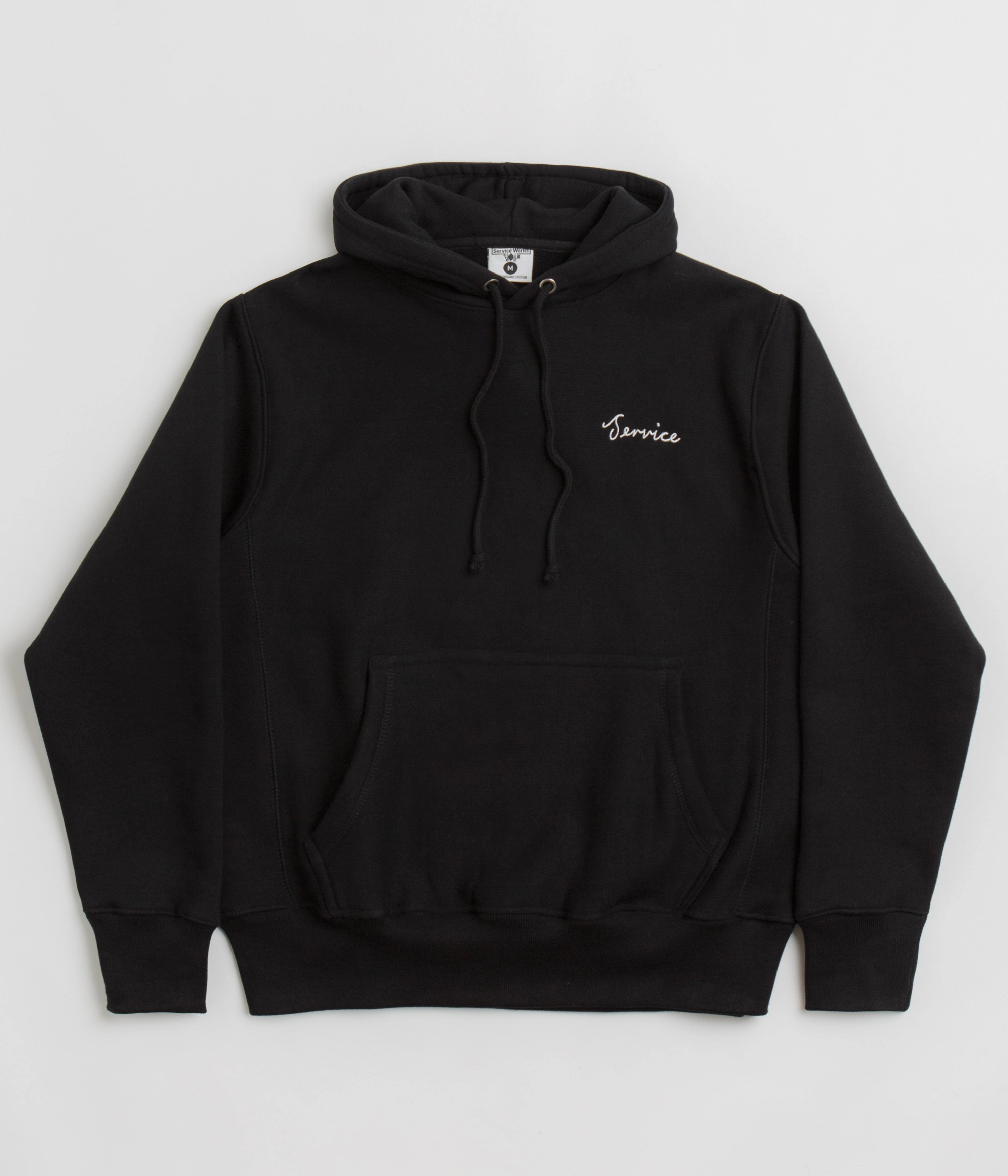 Service Works Script Logo Hoodie - Black Non Fade Technology