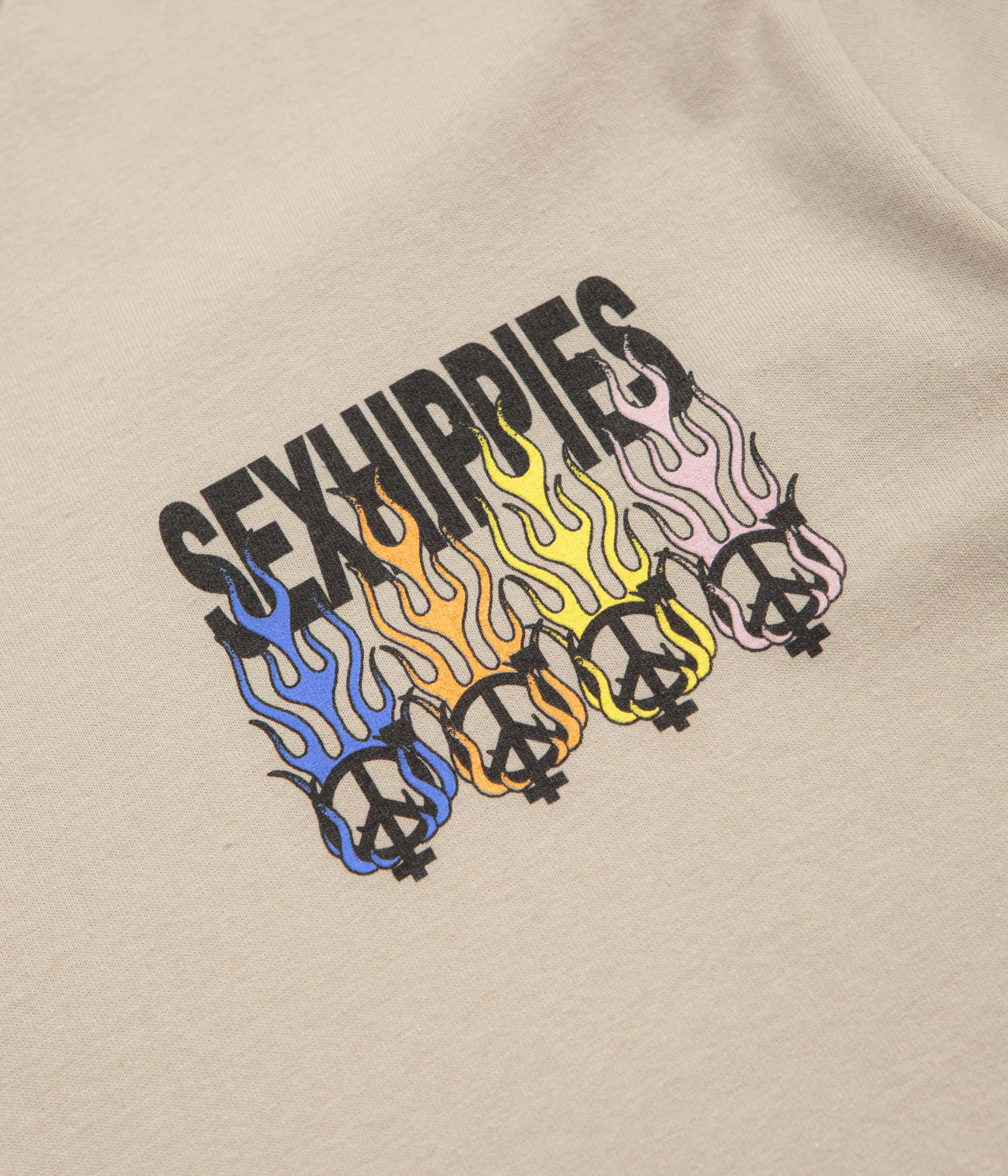 Sexhippies Flame Circle T-Shirt - Sand Comfortable Wear