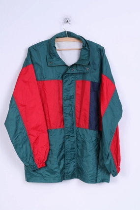 Taped Zippers Shamp Mens M Rain Jacket Green Nylon Waterproof Zip Up Lightweight Top