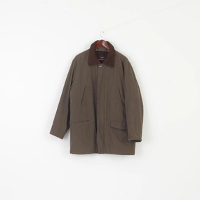 Barred's Men 54 L Jacket Green Brown Padded Full Zipper Classic Collared Detailed Top Water Resistant Material Enjoy