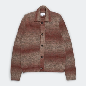 Cross Ventilation Panels Erik Space Dye Knit Jacket - Blood Orange