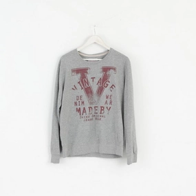 Shine Original Mens M Sweatshirt Grey Cotton Graphic Vintage Classic Top Urban Look