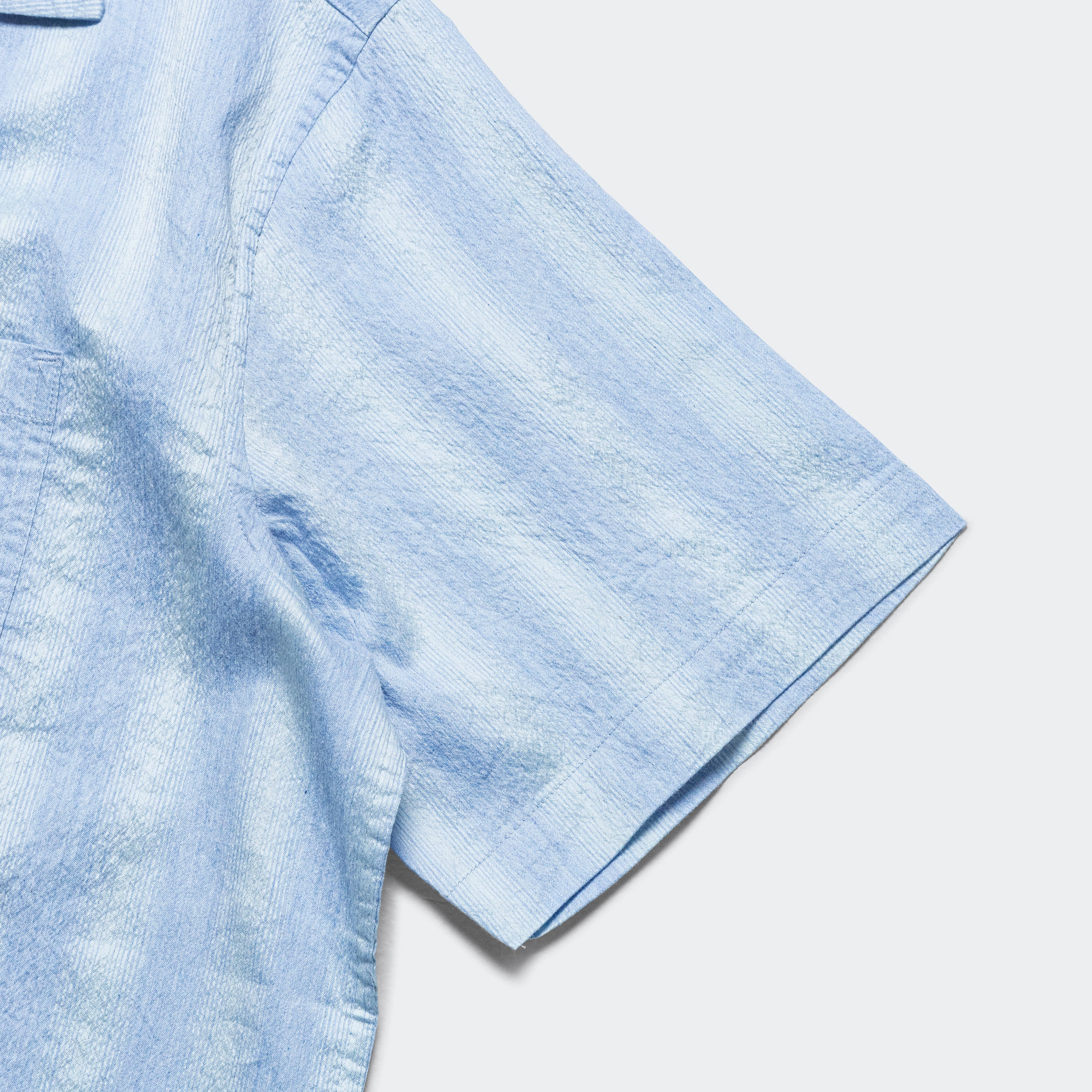 Short Sleeve Camp Collar - Blue Ombre Edgy style