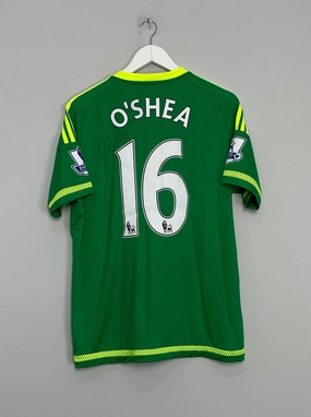 Fade Resistant Finish Fade Resistant Dyeing 2015/16 SUNDERLAND O'SHEA #16 *MATCH ISSUE   SIGNED* AWAY SHIRT (L) ADIDAS