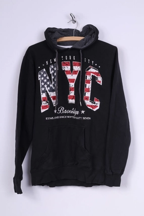 Friends Meetup Much More Mens M Sweatshirt Black Hooded Graphic NYC Brooklyn Cotton Jumper