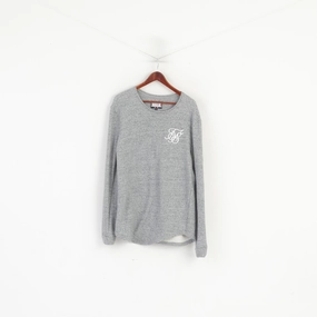 SikSilk Men XL (L) Sweatshirt Gret Cotton Long Stretch Crew Neck Sport Top Outdoor Relaxed product ombre gradient