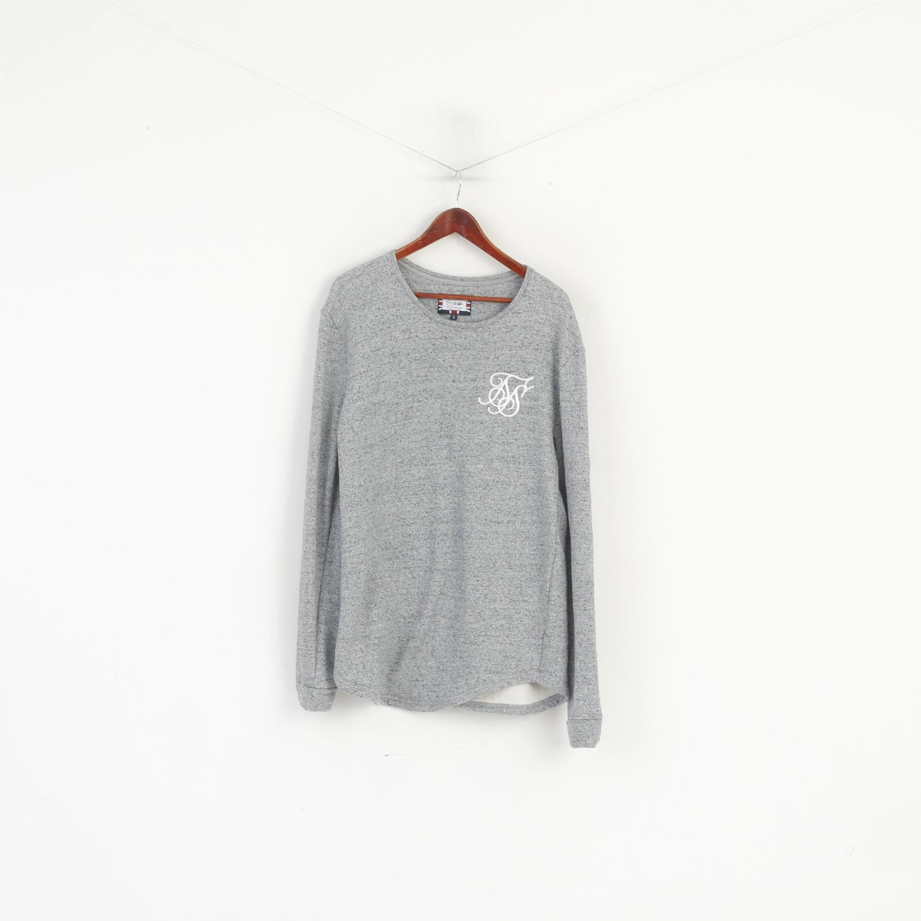 SikSilk Men XL (L) Sweatshirt Gret Cotton Long Stretch Crew Neck Sport Top Outdoor Relaxed product ombre gradient