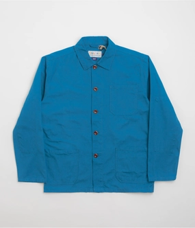 Uskees 3001 Buttoned Overshirt - Bright Blue writers Cool Touch