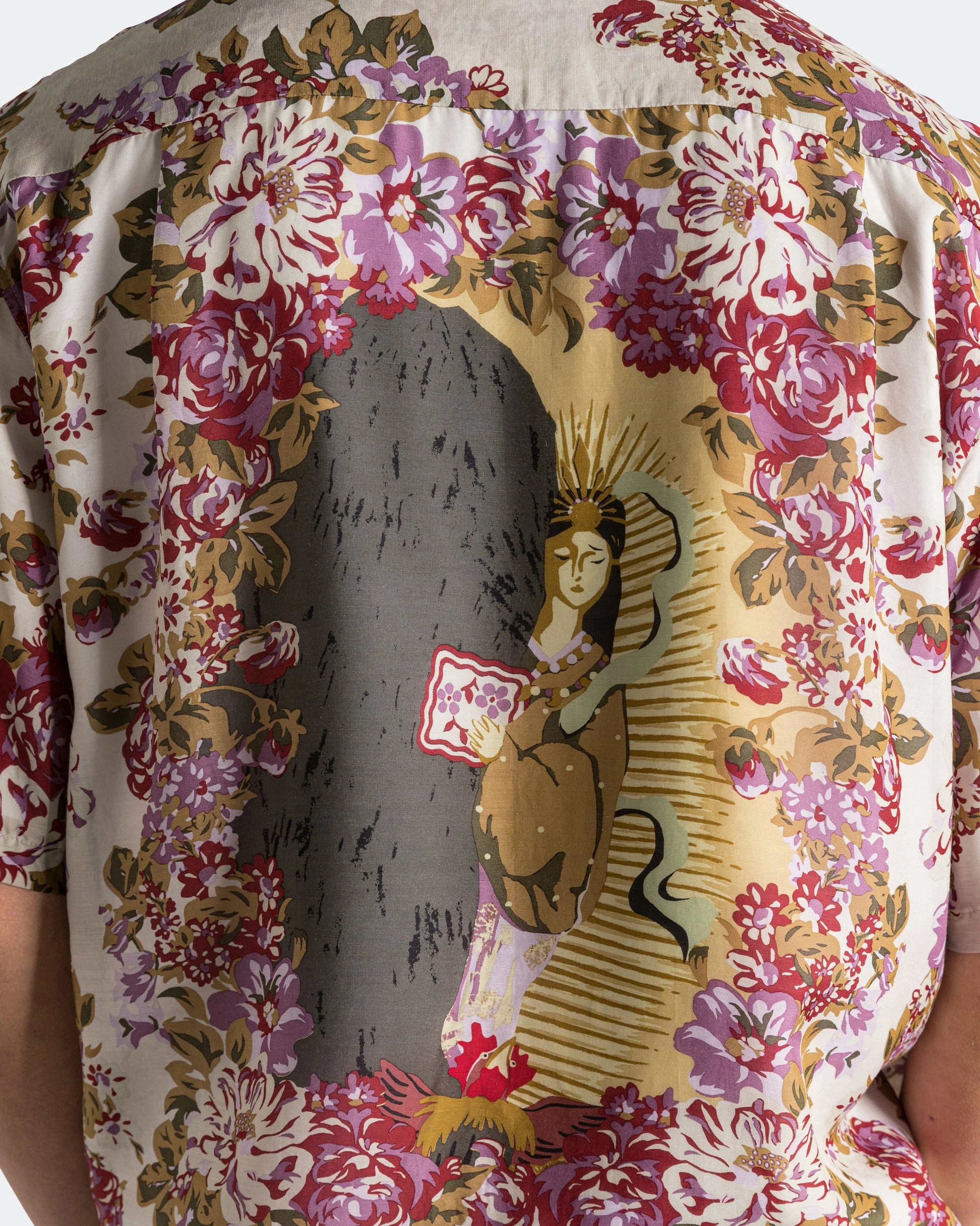 Effortless Comfort Coffee Run Silk Rayon CHAMPETRE A.MA.TE.RA.SE. WRANGLE Collar Aloha Shirt - Purple/Beige