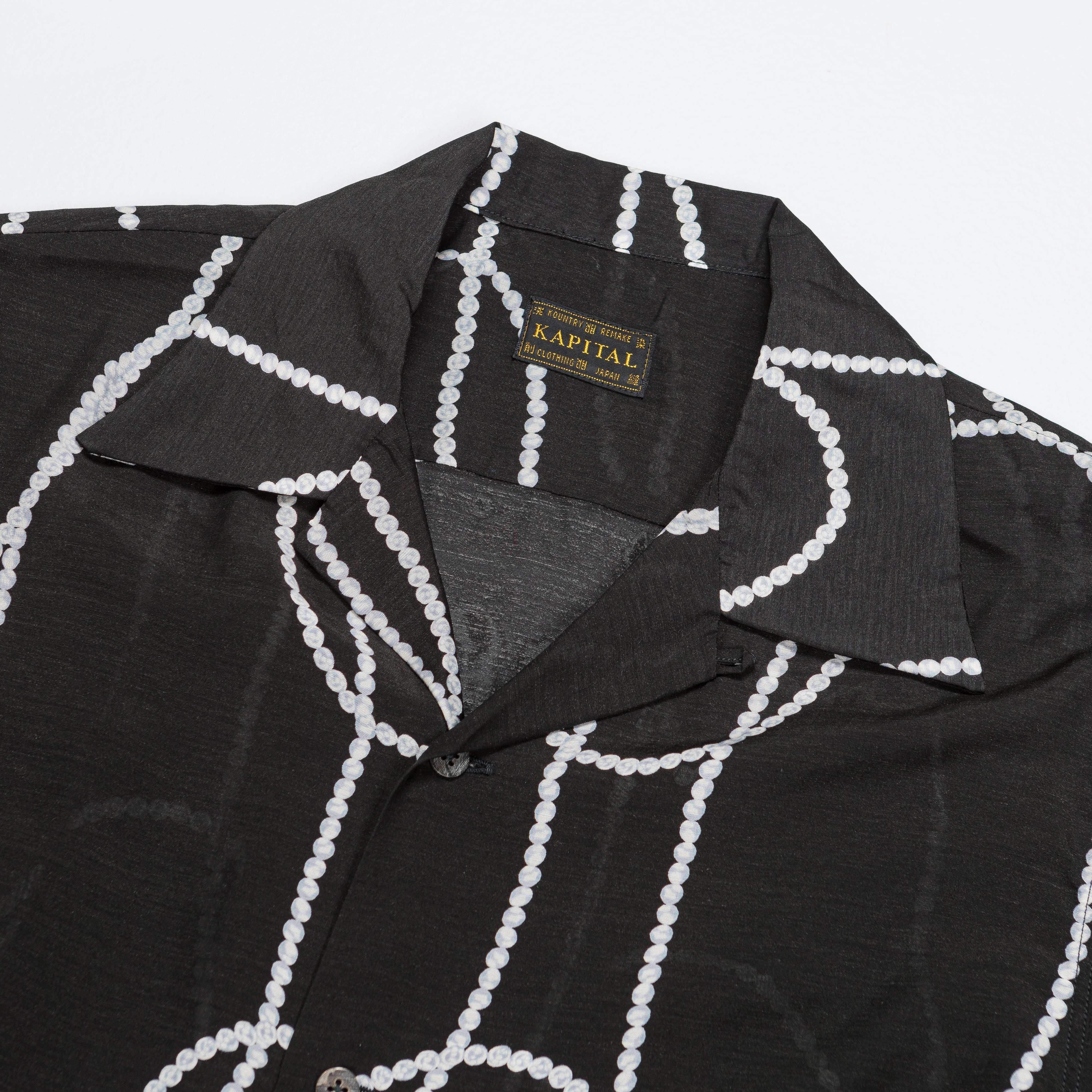 Silk Rayon PEARL-KATABIRA Aloha - Black Street Fashion Adjustable Cuffs