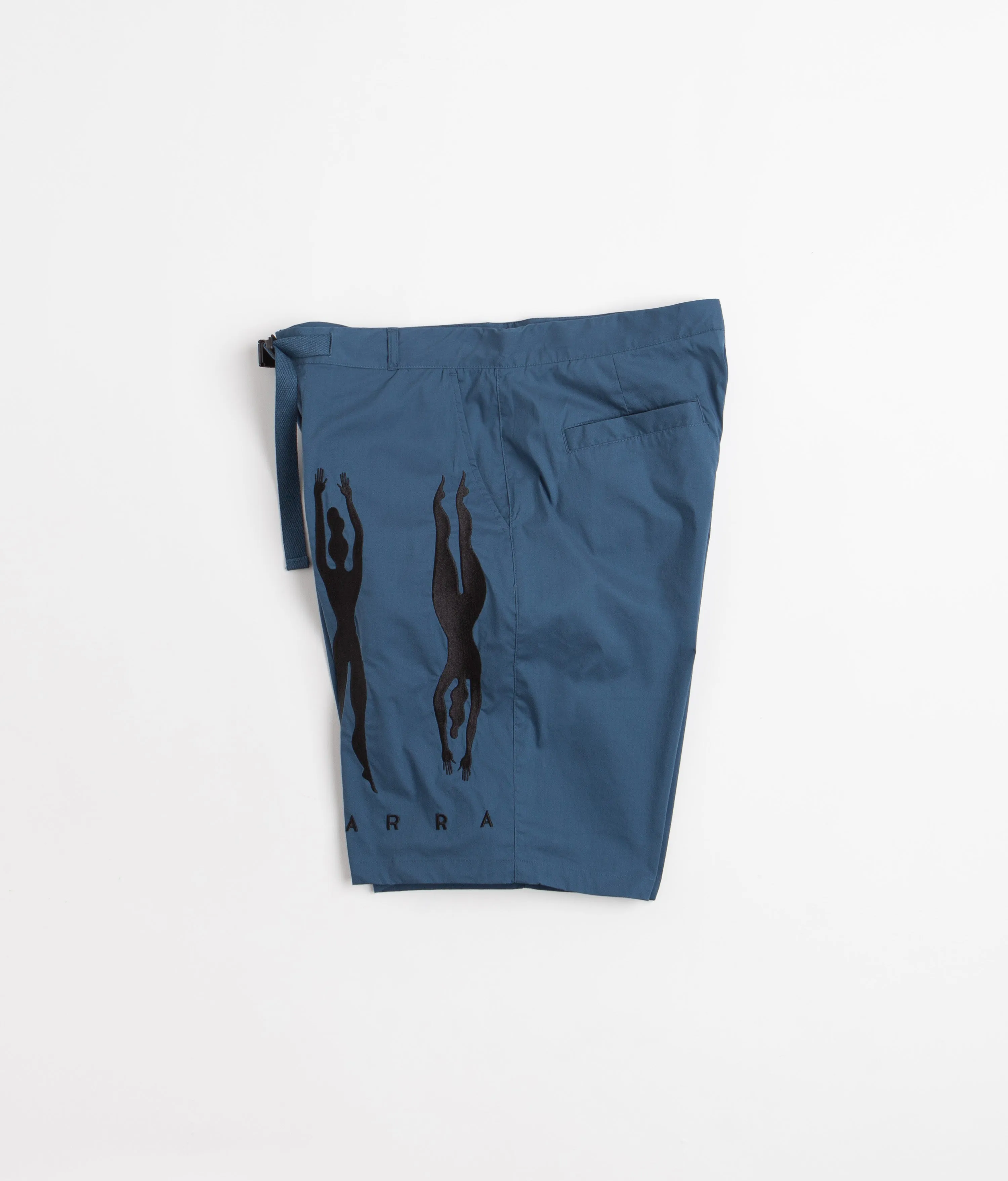 by Parra Zebra Striped P Shorts - Teal Quick Drying Fabric Microfiber Blend Fabric