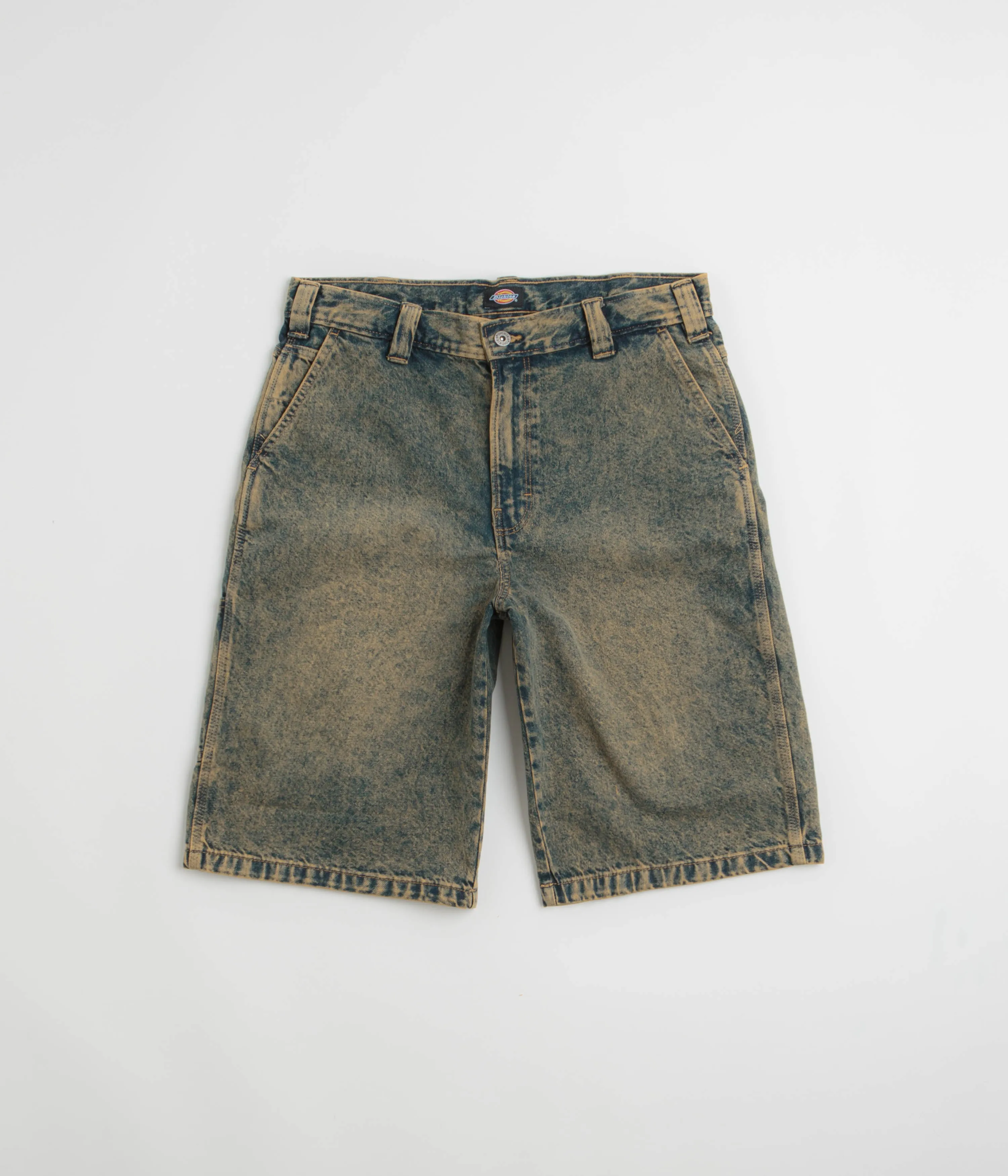 Dickies Madison Denim Shorts - Yellow Fade Indigo Nylon shorts Office Wear