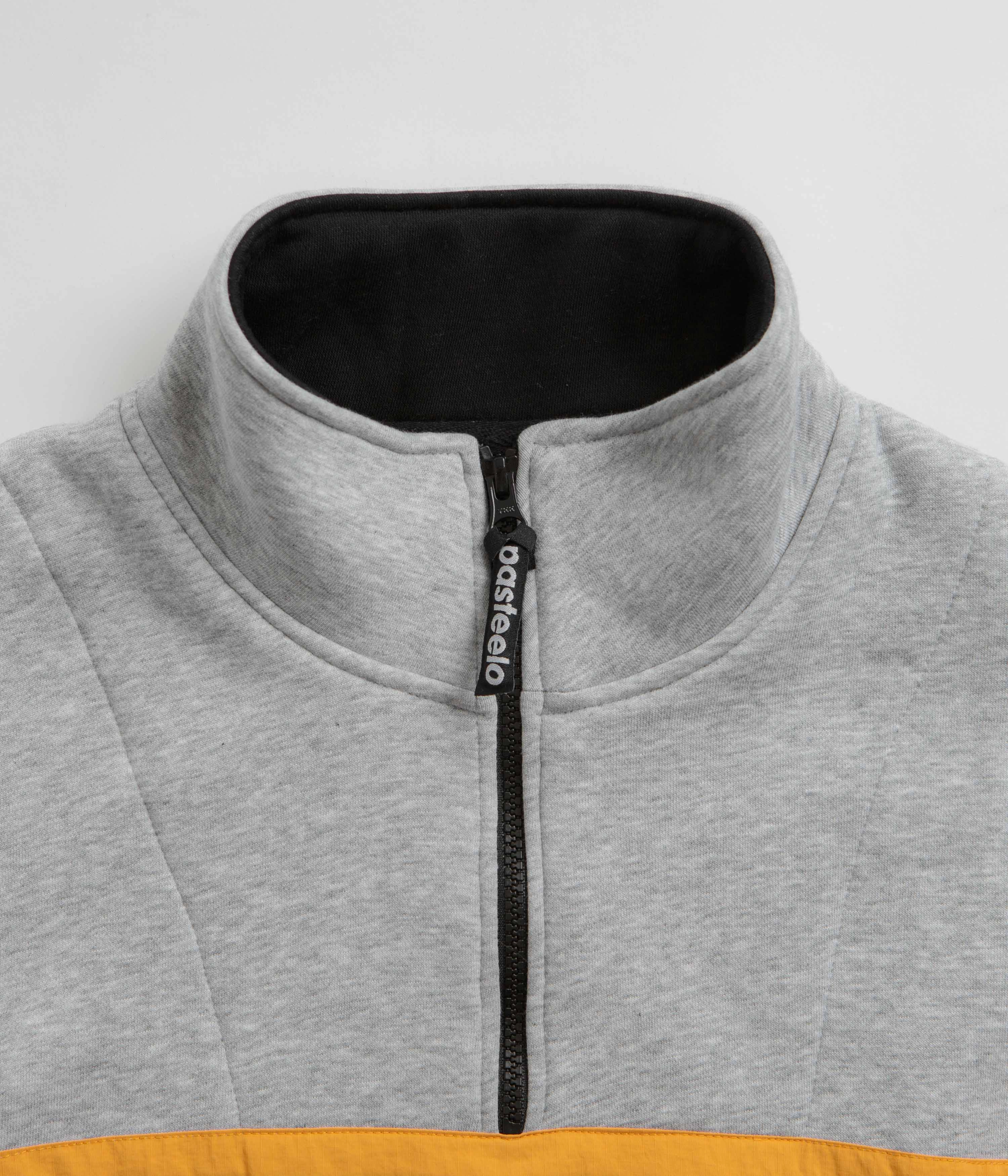 anti wrinkling Essential Comfort Pasteelo Contrast 1/4 Zip Sweatshirt - Heather Grey / Gold