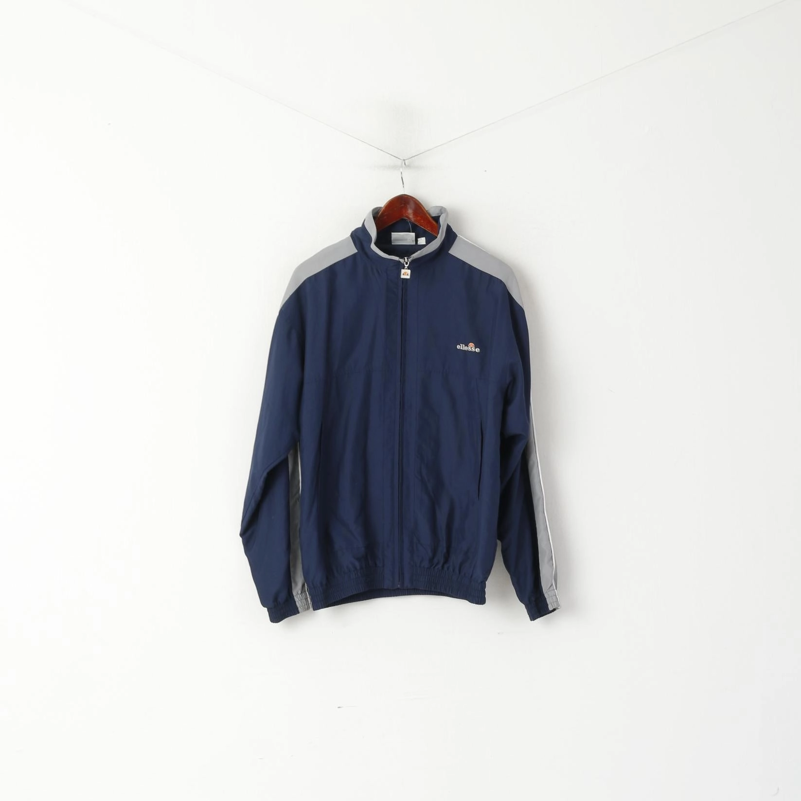 Ellesse Men M Jacket Navy Sportswear Full Zip Vintage Bomber track Top Effortless Wear Relax Shell