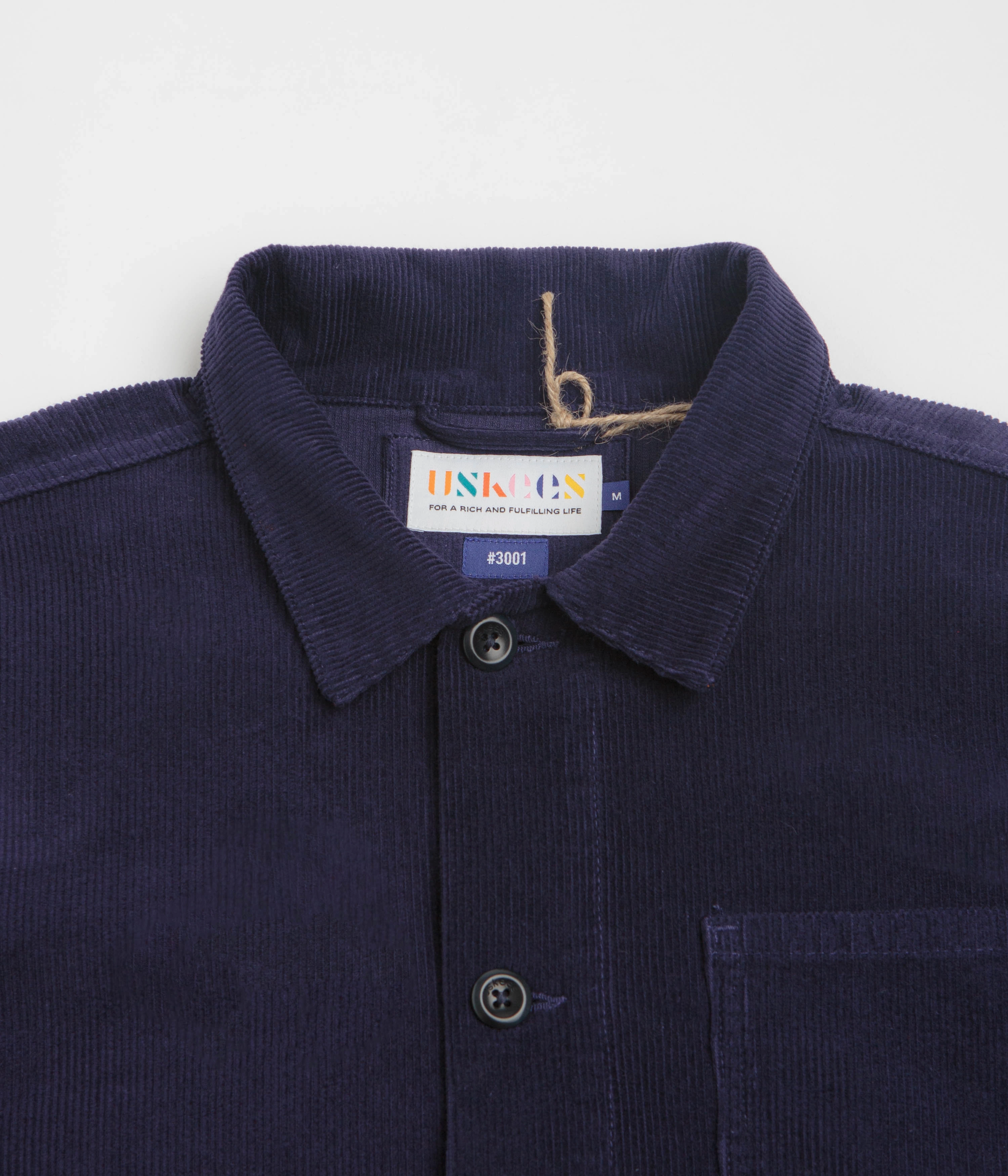 Foundation Uskees 3001 Cord Buttoned Overshirt - Deep Indigo