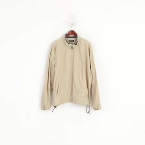 Reebok Golf Men XL Pullover Jacket Beige Sportswear Zip Neck Bomber Track Top Full Length Front Zipper