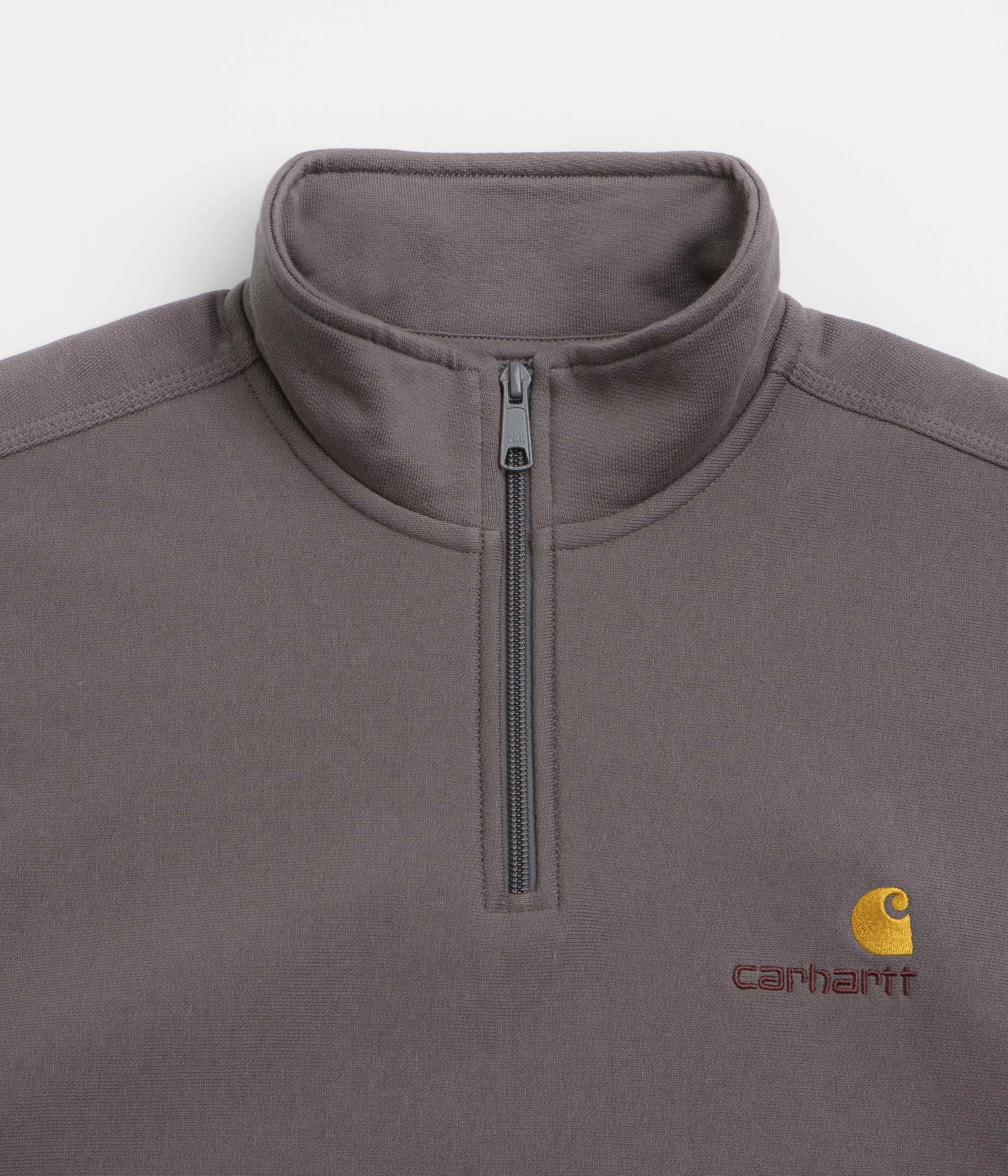 Carhartt Half Zip American Script Sweatshirt - Porphyry Odor Free Layered Fit