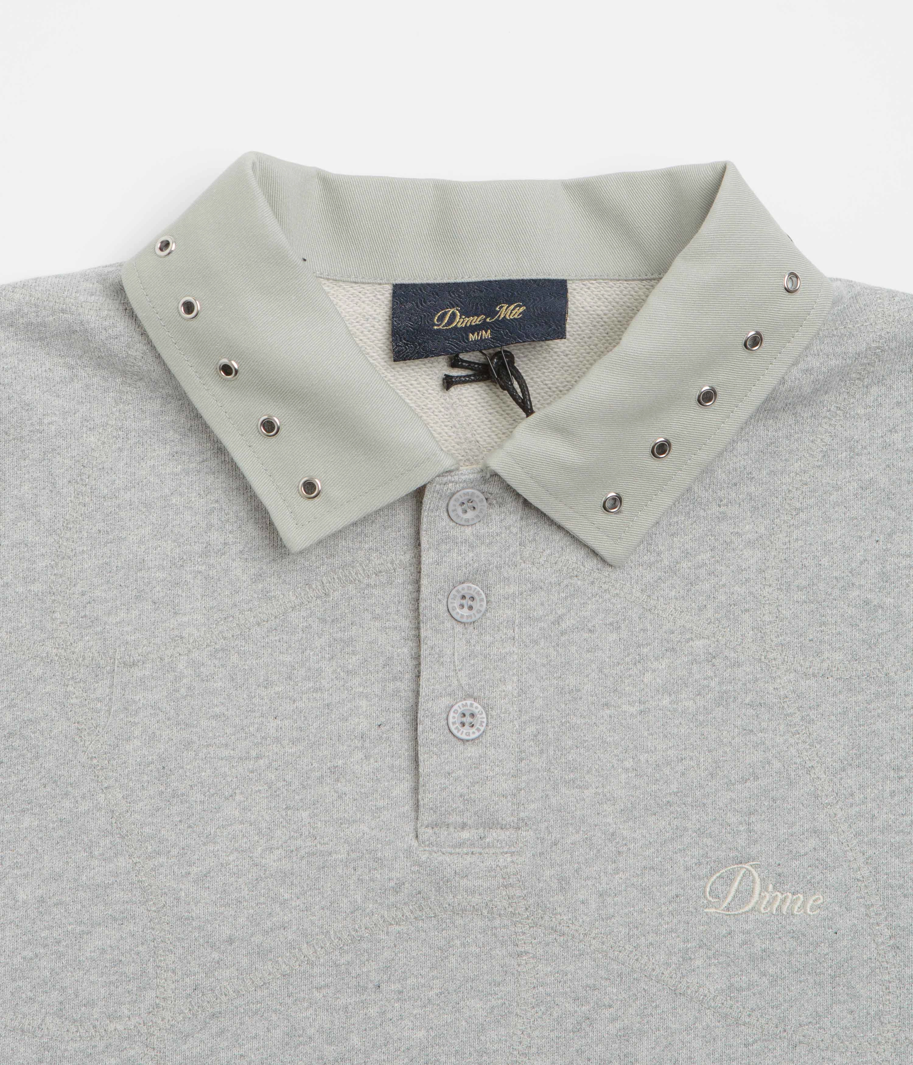 Dime Wave Rugby Shirt - Heather Grey Metallic Finish