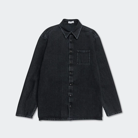 Ethical production bohemian flair Washed Denim Shirt - Anthracite