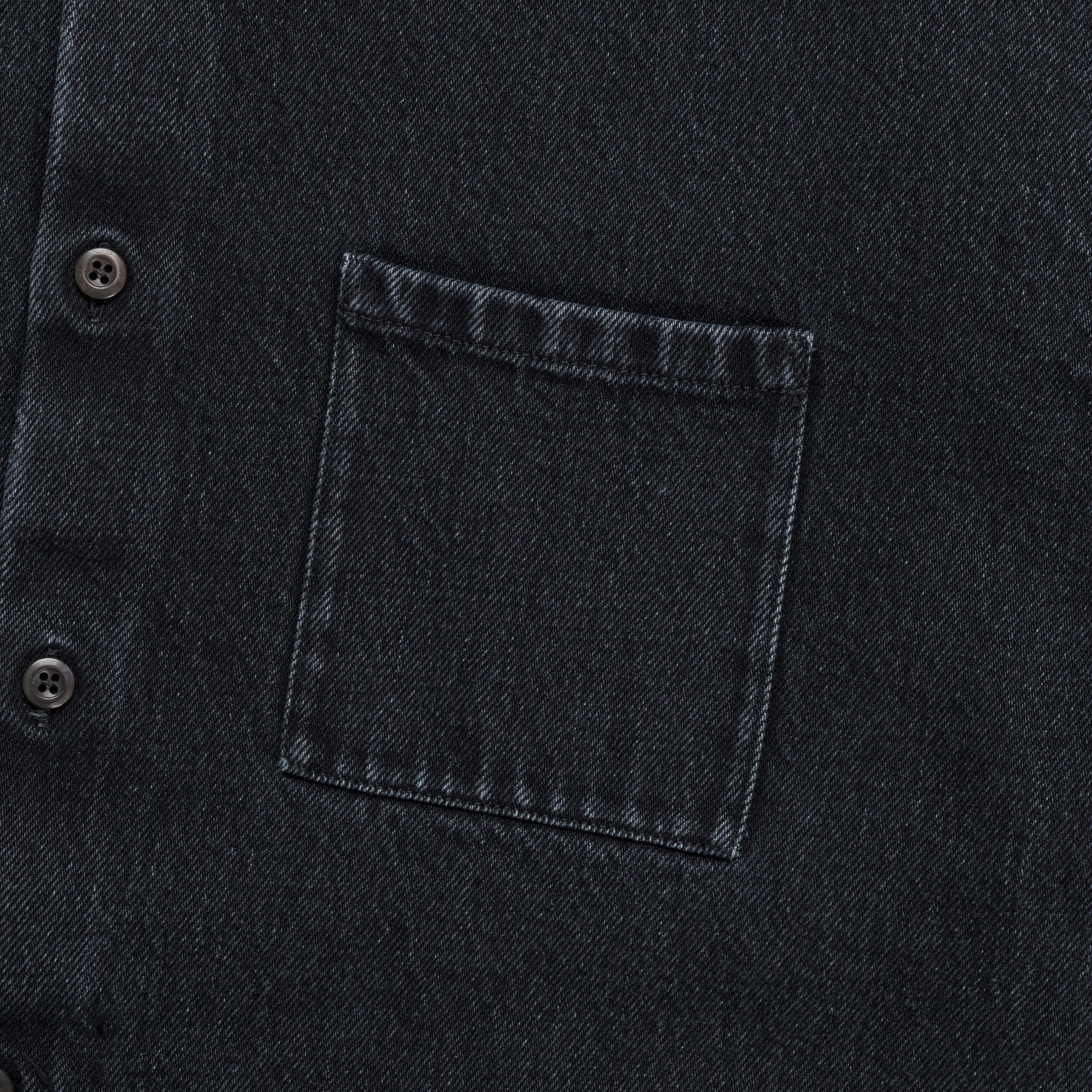 Plaid Design Washed Denim Shirt - Anthracite