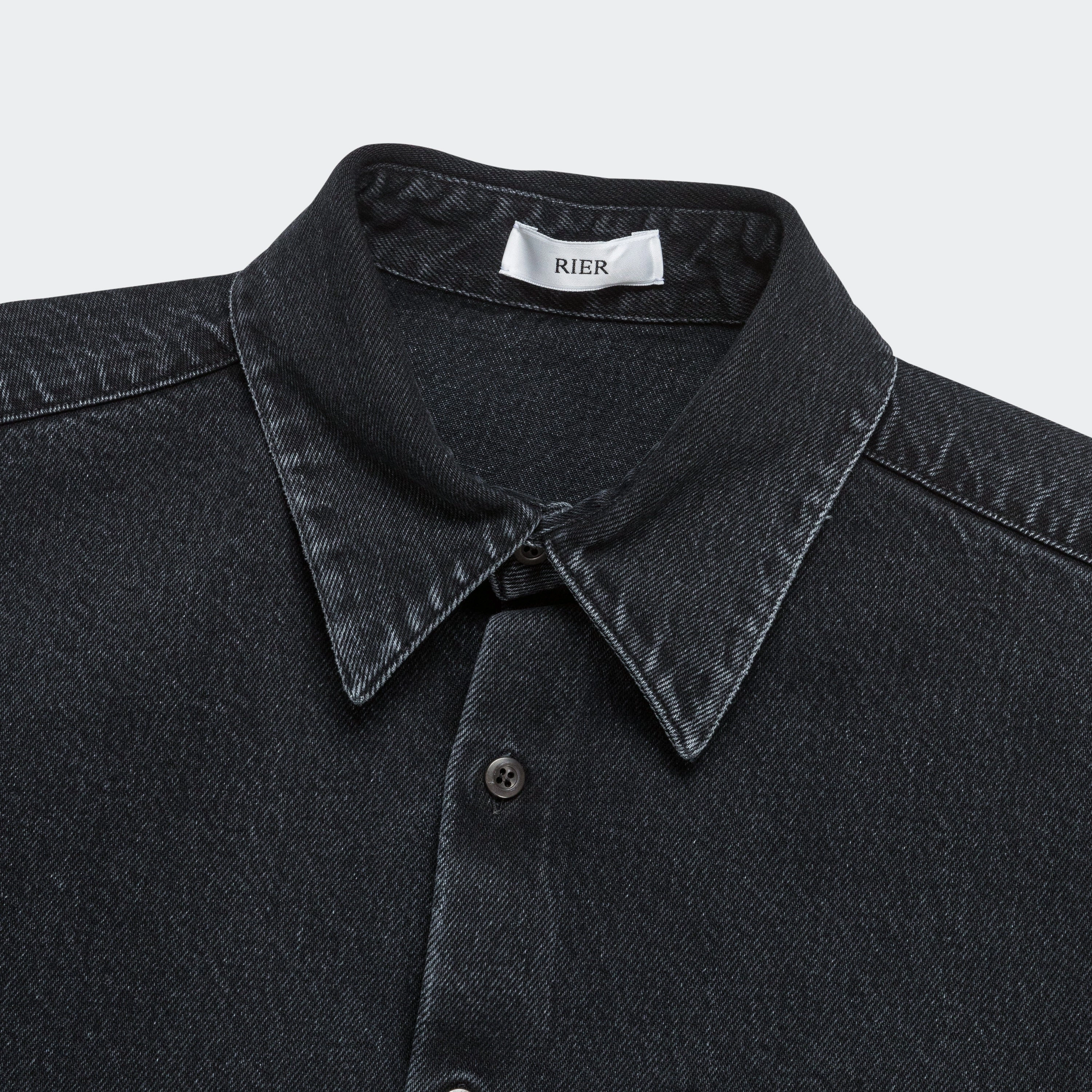 Striped style Washed Denim Shirt - Anthracite