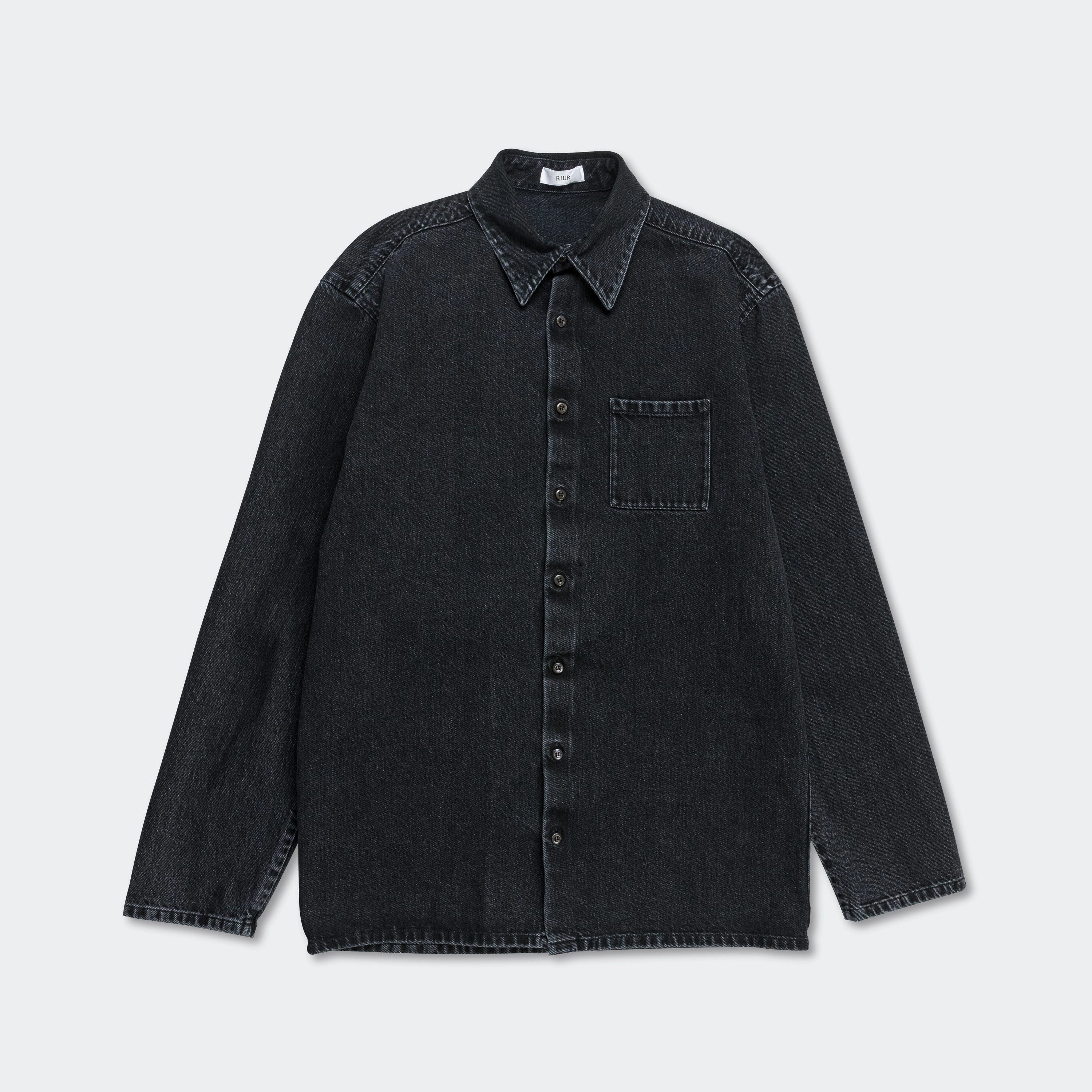 Ethical production bohemian flair Washed Denim Shirt - Anthracite