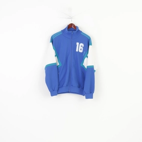 Buttoned Contrast Trim Adidas Men 7 L 180 Sweatshirt Blue ESV West Loma-Sport Nurnberg Vintage Zip Up Top