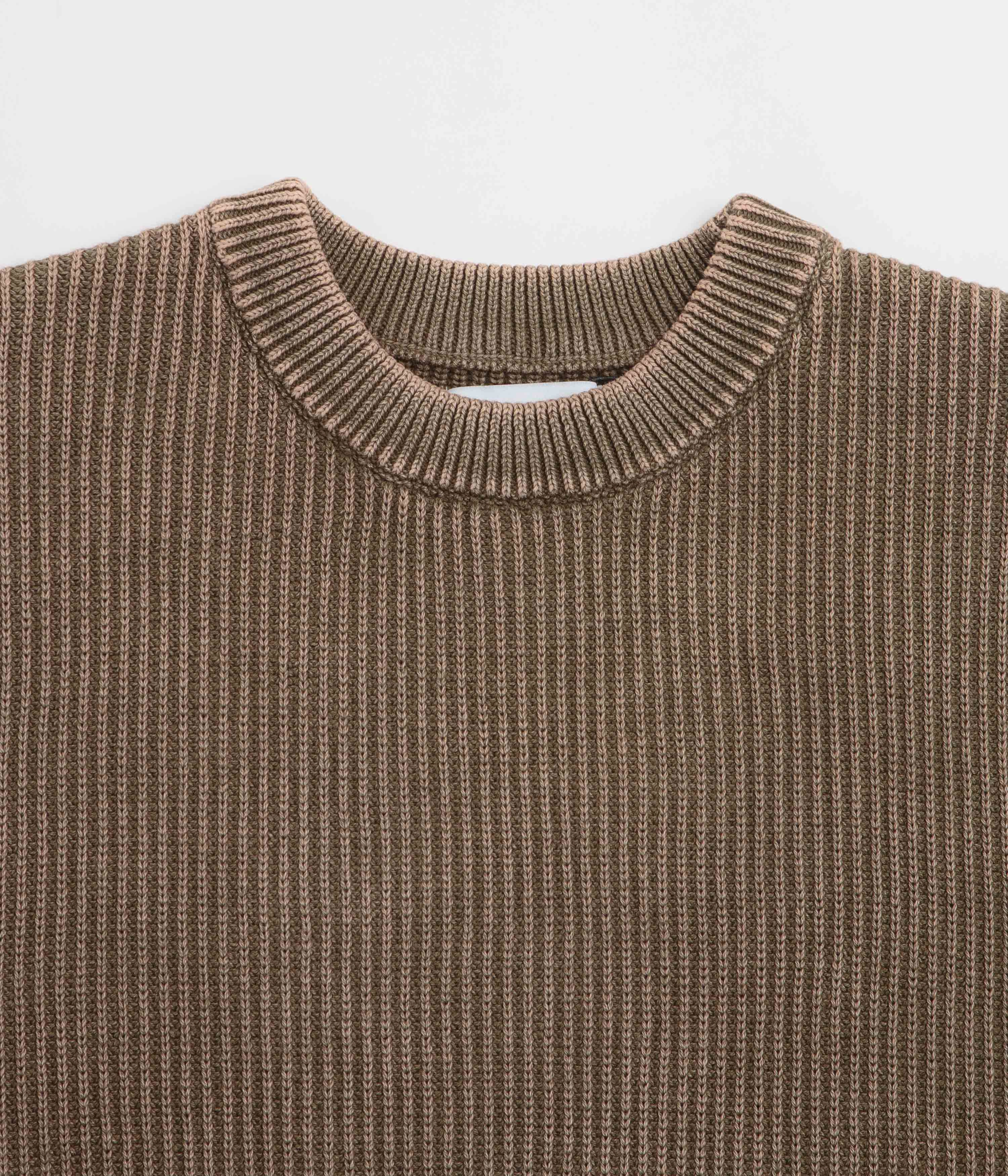 Stylish Look Butter Goods Bleach Knit Crewneck Sweatshirt - Brown