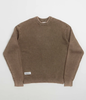 Butter Goods Bleach Knit Crewneck Sweatshirt - Brown Fresh Bold Plaid Design