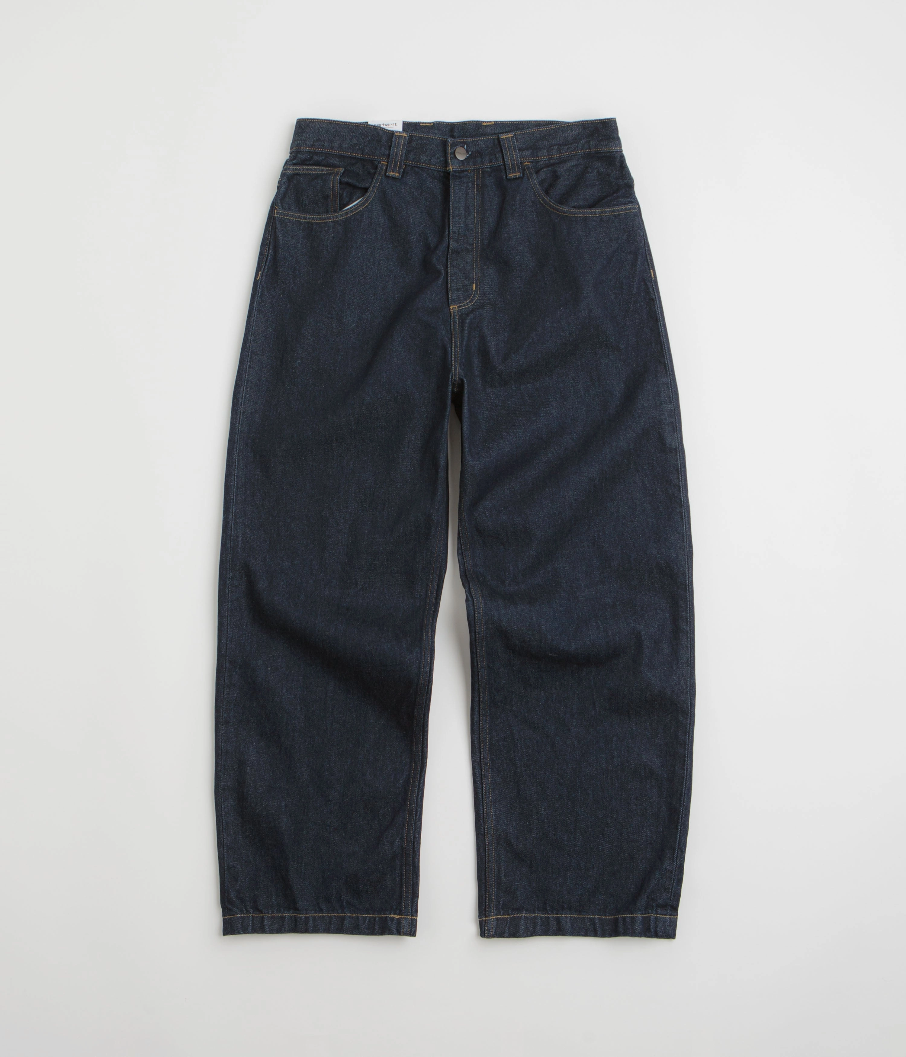 Carhartt Brandon Pants - Blue Rinsed / Blue Tapered Leg Profile Student Outfit Streetwear Fan