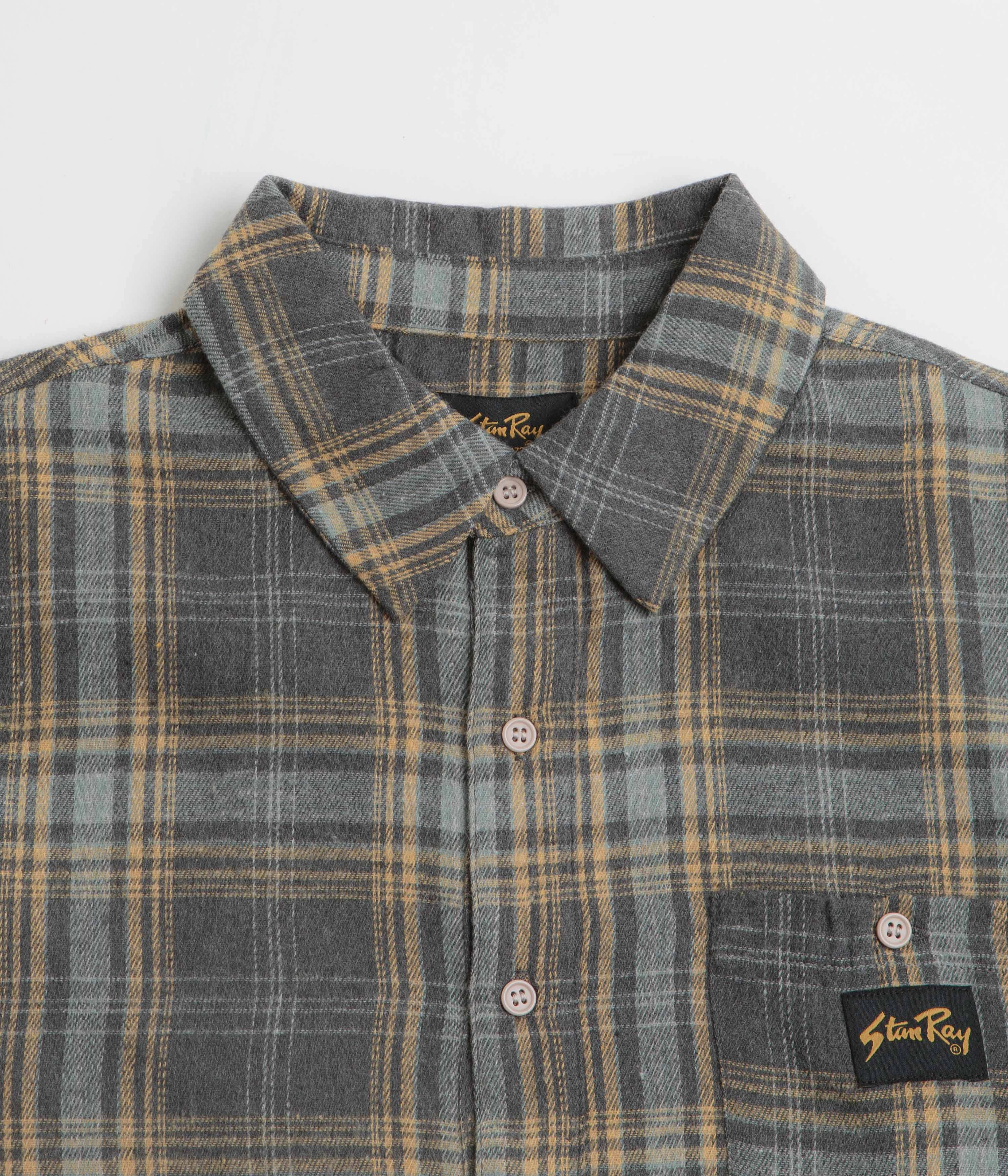 Microfiber Material Stan Ray Flannel Shirt - Charcoal Plaid