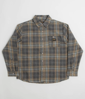 slim cut Youthful Vibe Stan Ray Flannel Shirt - Charcoal Plaid