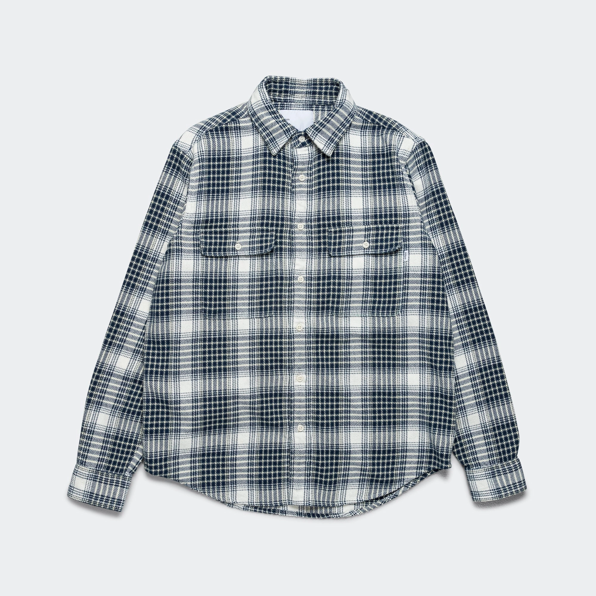 Classic Plaid Work Shirt - Beige Check Warm Insulation Flexible Shoulder Panels