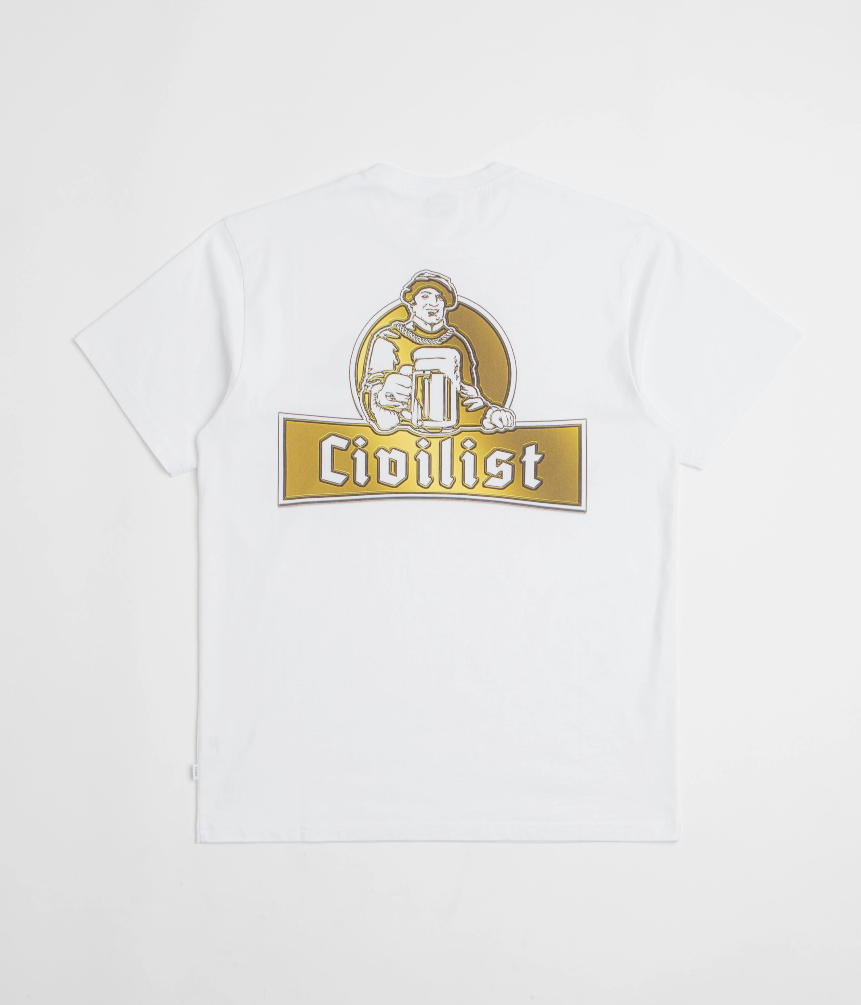 Loose Fit Non Irritating Collar Civilist Schulle Chrome T-Shirt - White