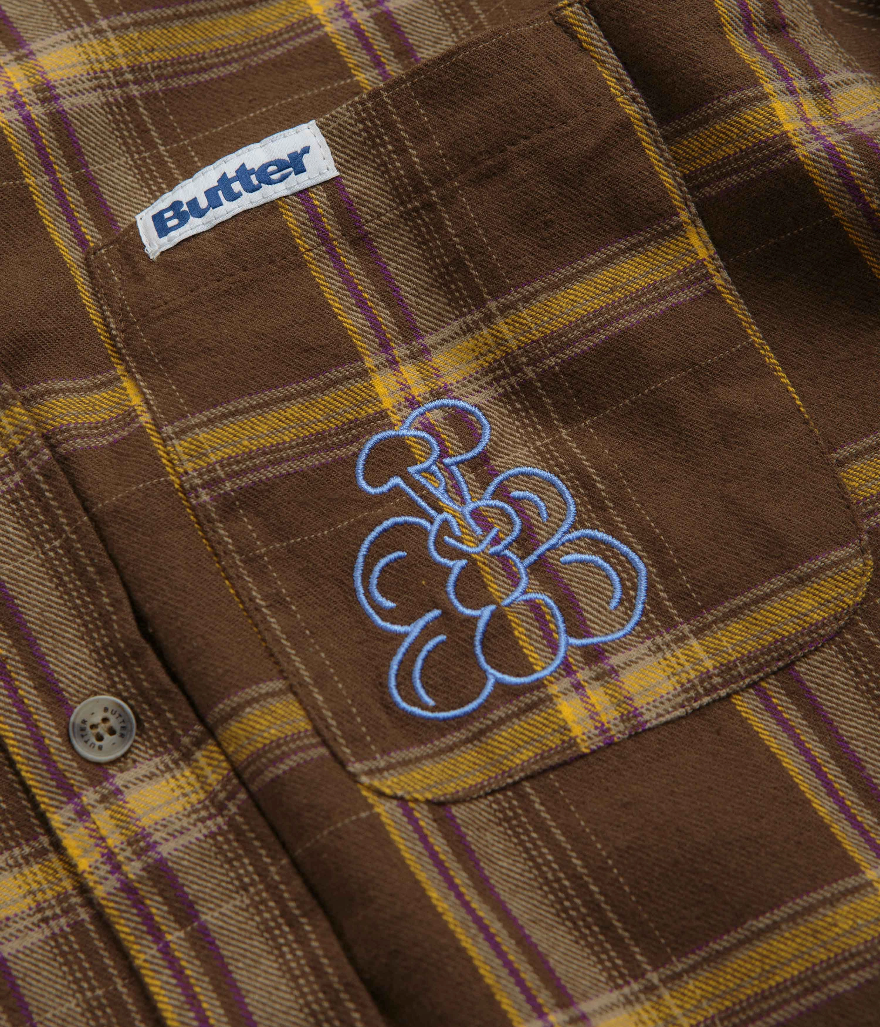 V-Neck Butter Goods Bugs Flannel Shirt - Chestnut