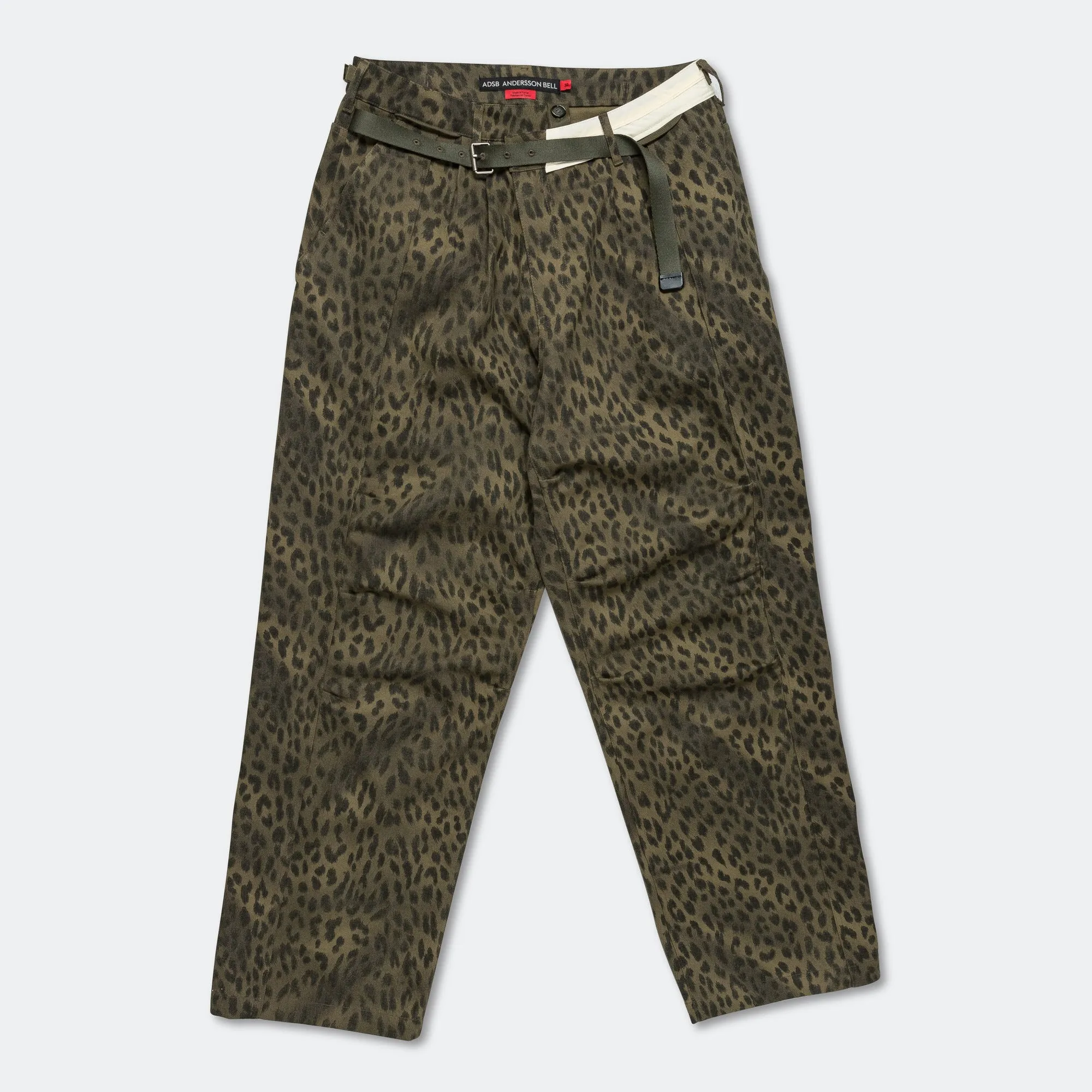 Leopard Cross-over Wide Jeans - Khaki abrasion resistant coating
